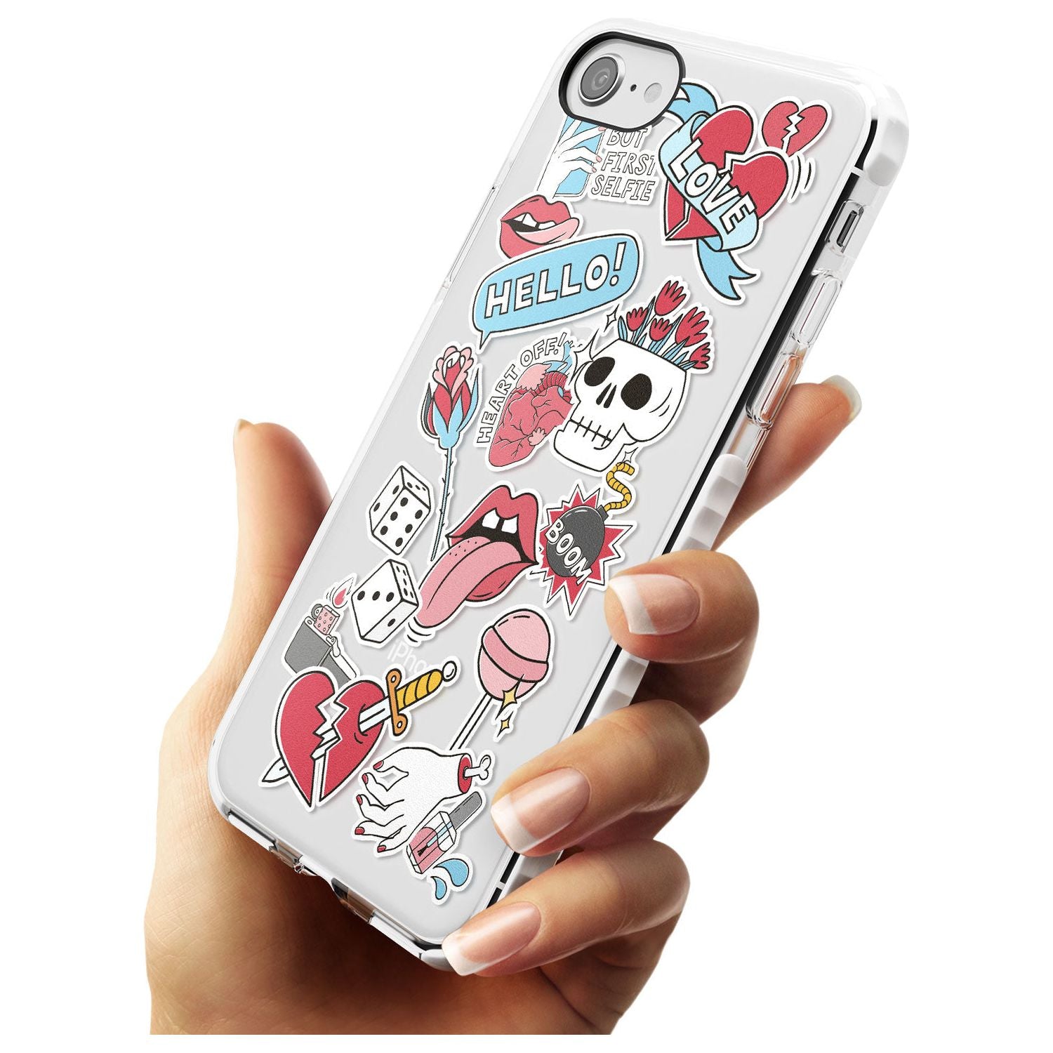 Skull & Flowers Sticker iPhone Case Phone Case - Case Warehouse