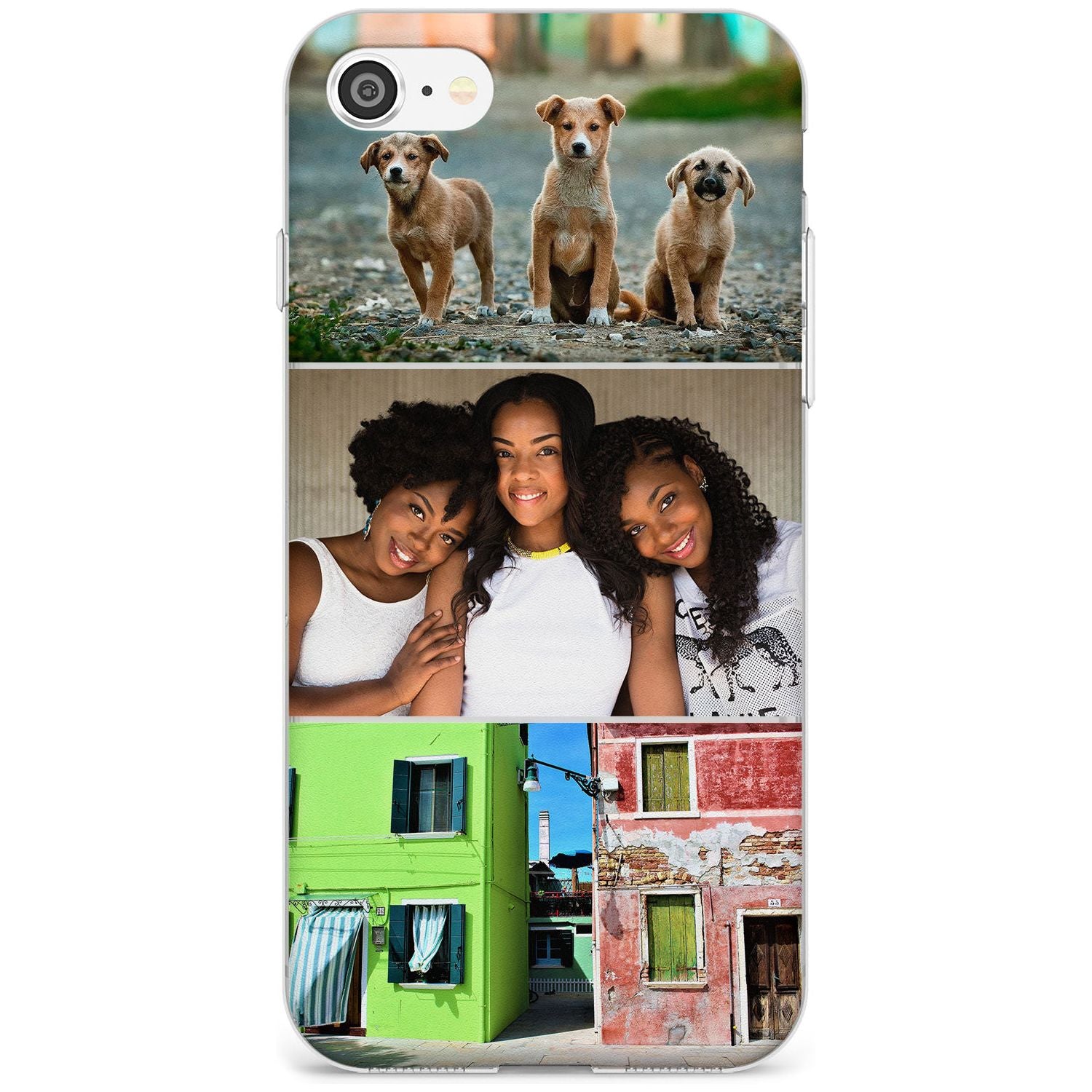 3 Photo Grid Black Impact Phone Case for iPhone SE 8 7 Plus