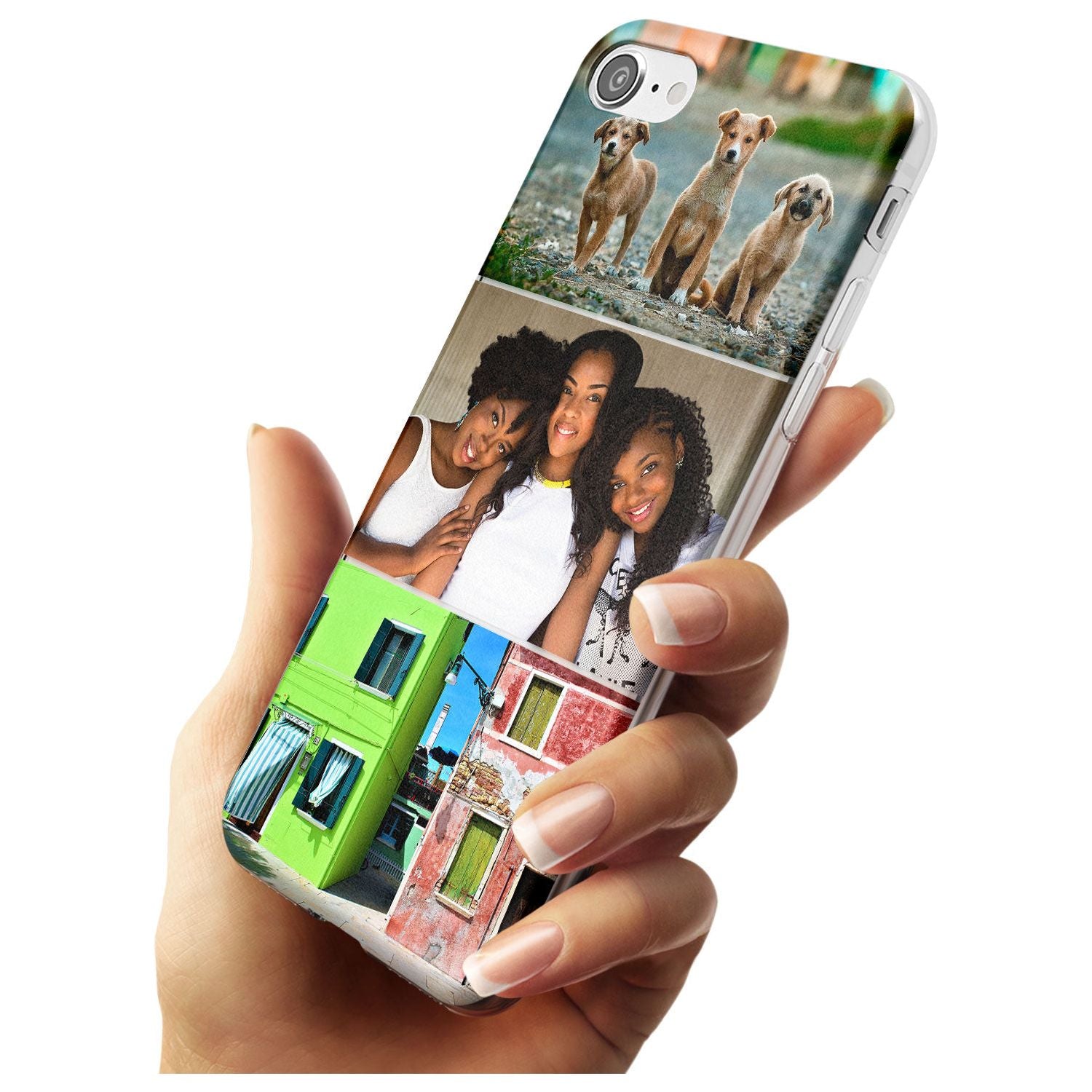 3 Photo Grid Black Impact Phone Case for iPhone SE 8 7 Plus