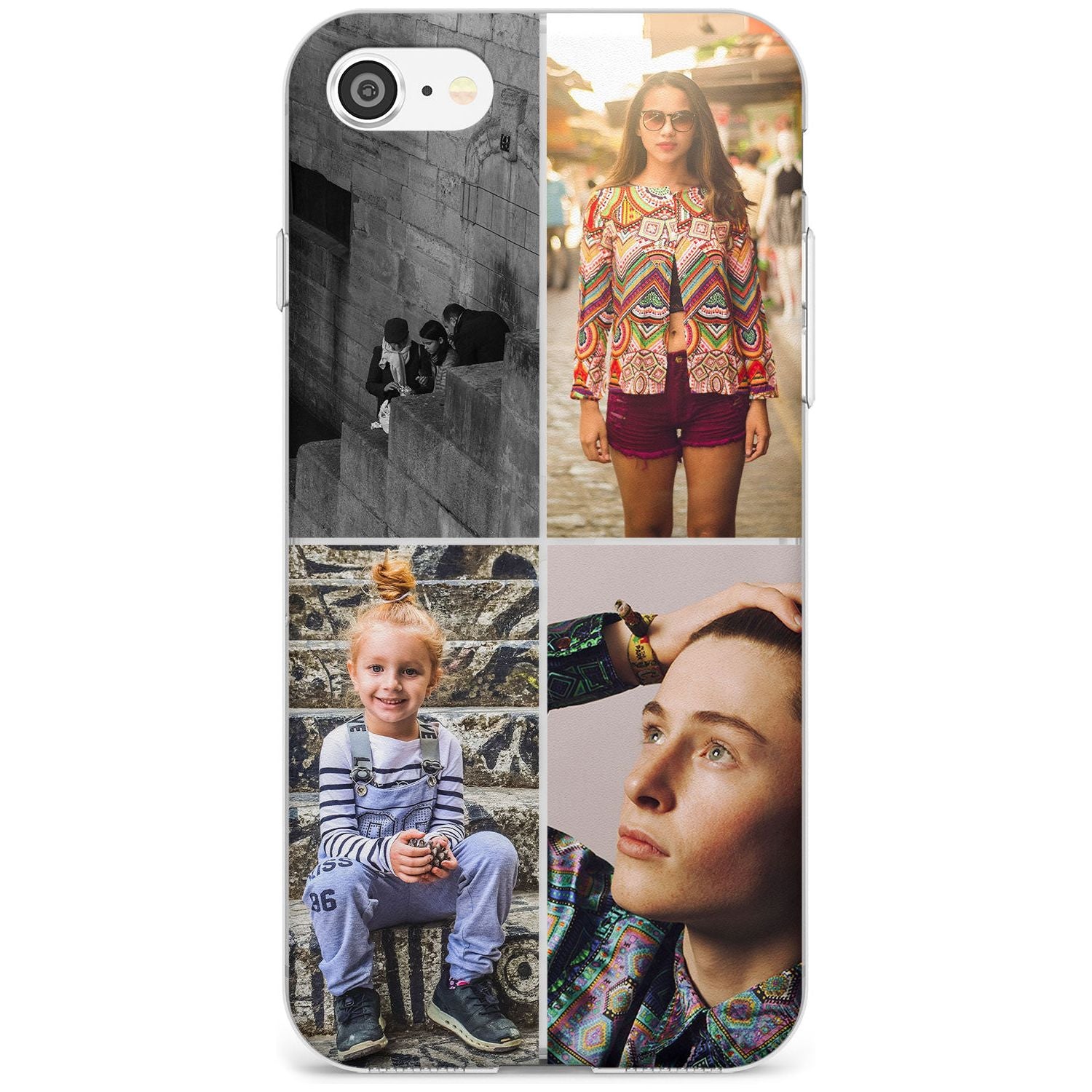4 Photo Grid Black Impact Phone Case for iPhone SE 8 7 Plus