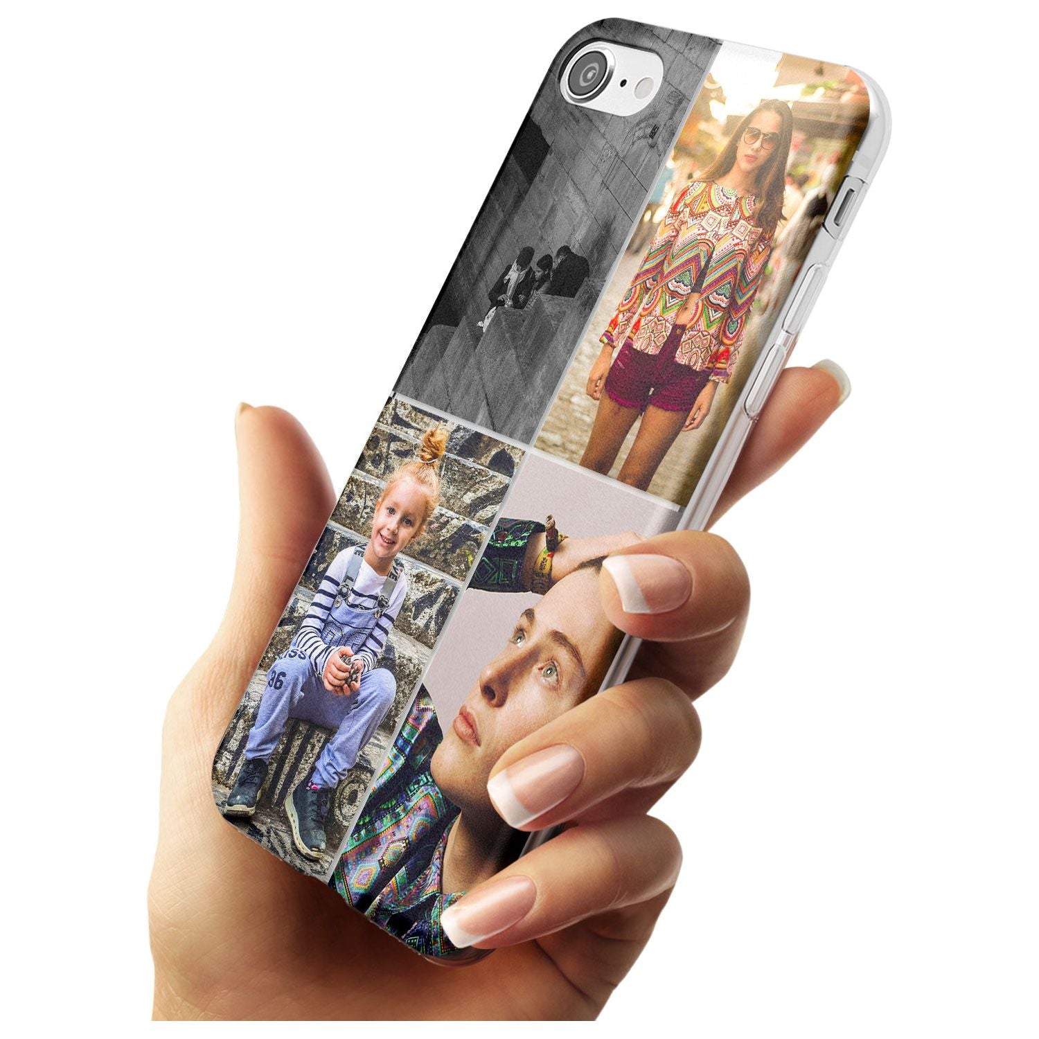 4 Photo Grid Black Impact Phone Case for iPhone SE 8 7 Plus