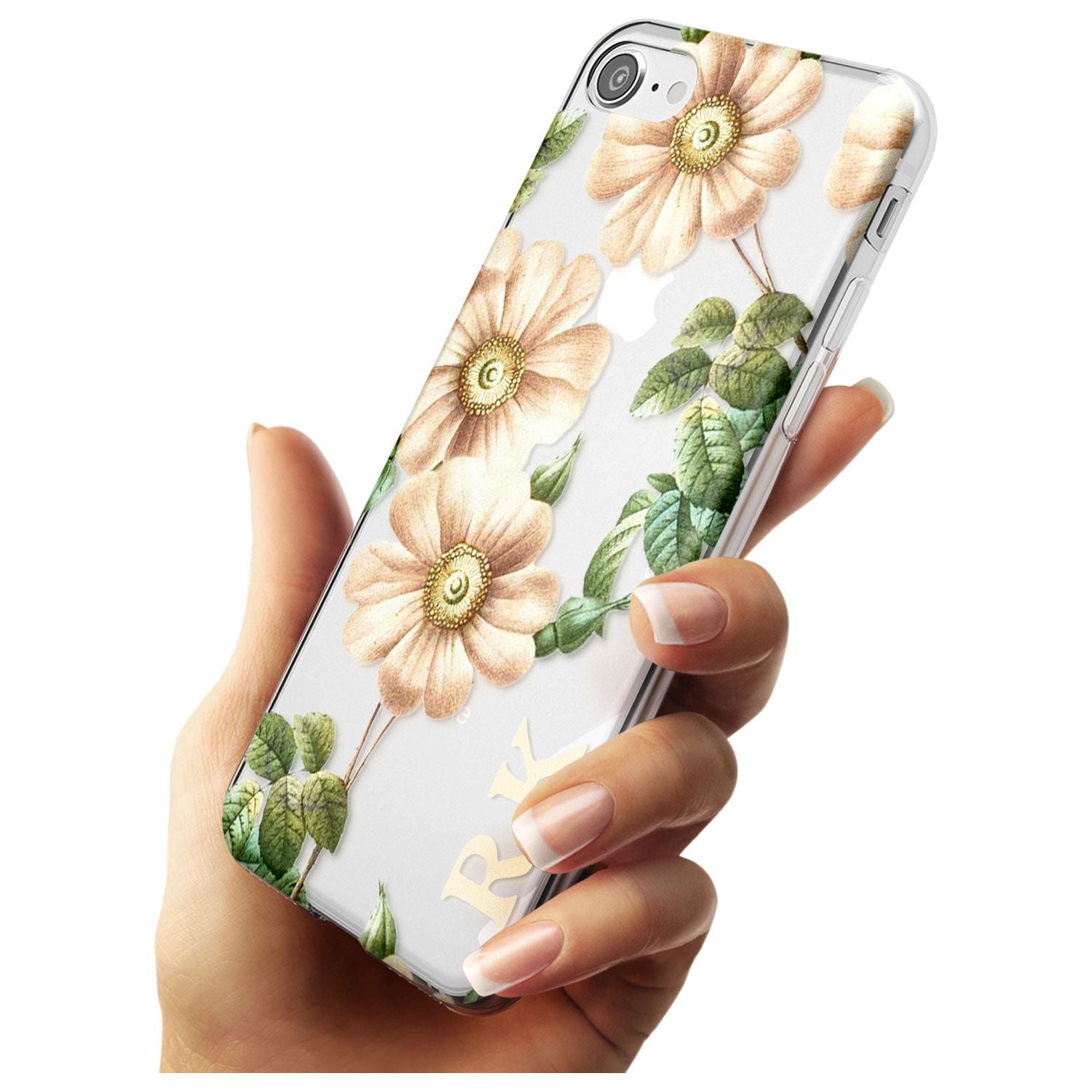 Custom Clear Vintage Floral Cream Anemones Slim TPU Phone Case for iPhone SE 8 7 Plus