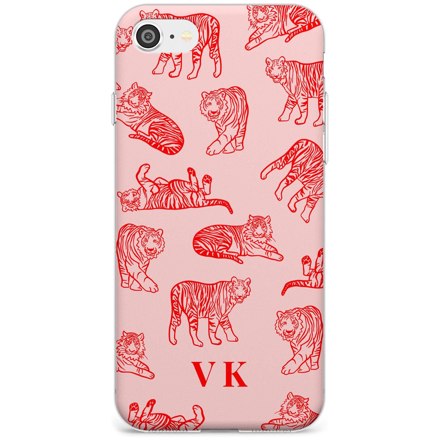 Red Tiger Outlines on Pink iPhone Case Slim Case Custom Phone Case - Case Warehouse