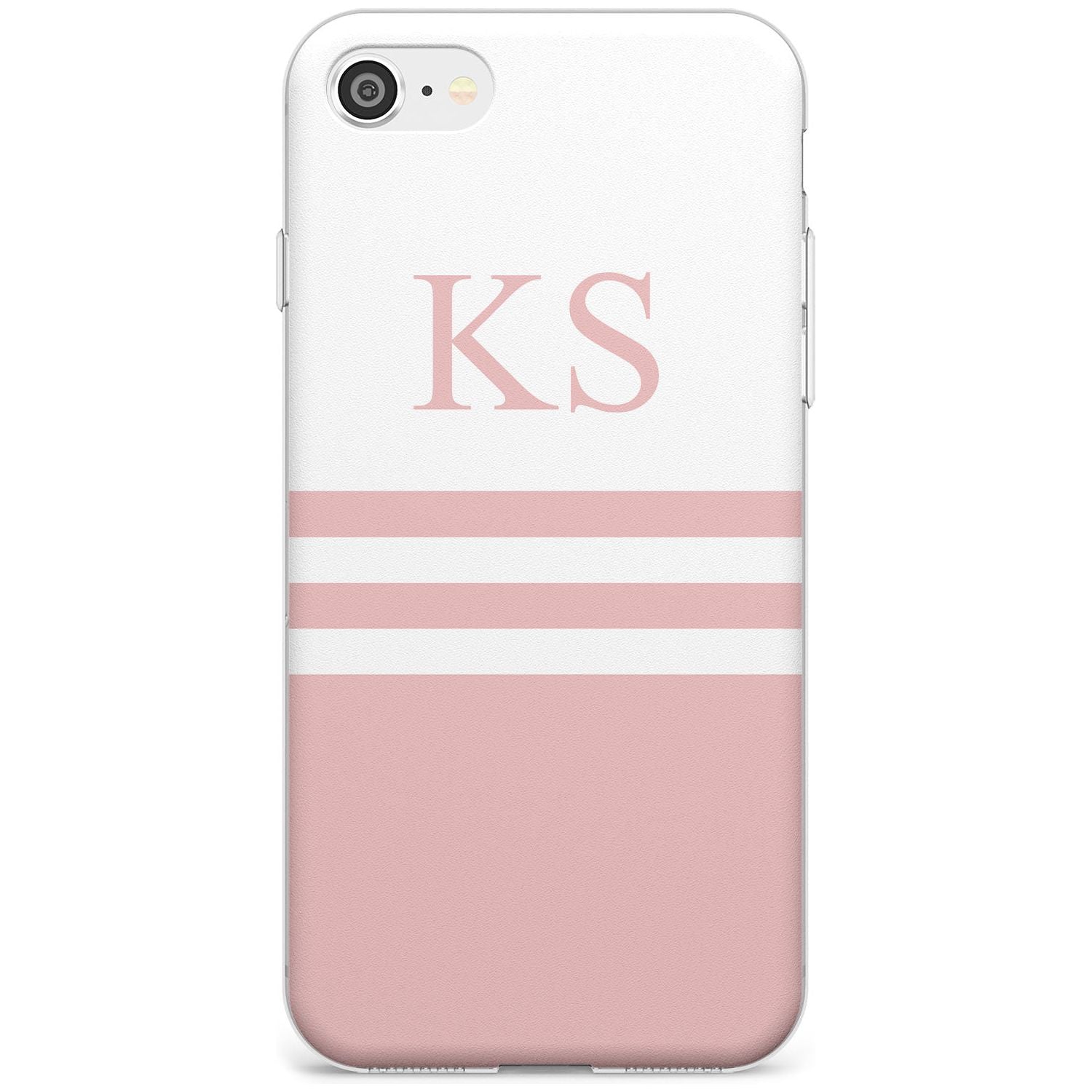 Minimal Pink Stripes & Initials iPhone Case Slim Case Custom Phone Case - Case Warehouse