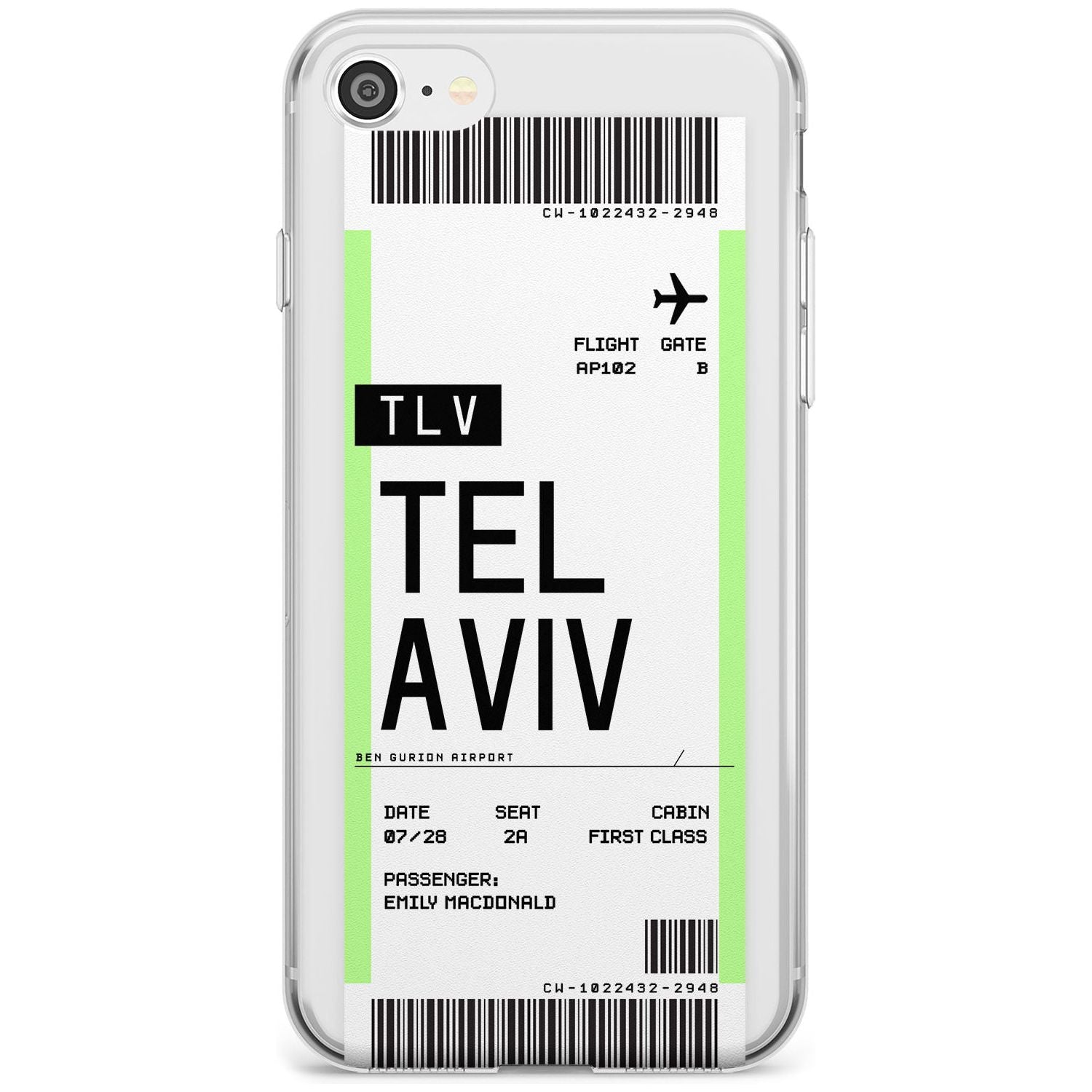 Tel Aviv Boarding Pass iPhone Case Slim Case Custom Phone Case - Case Warehouse