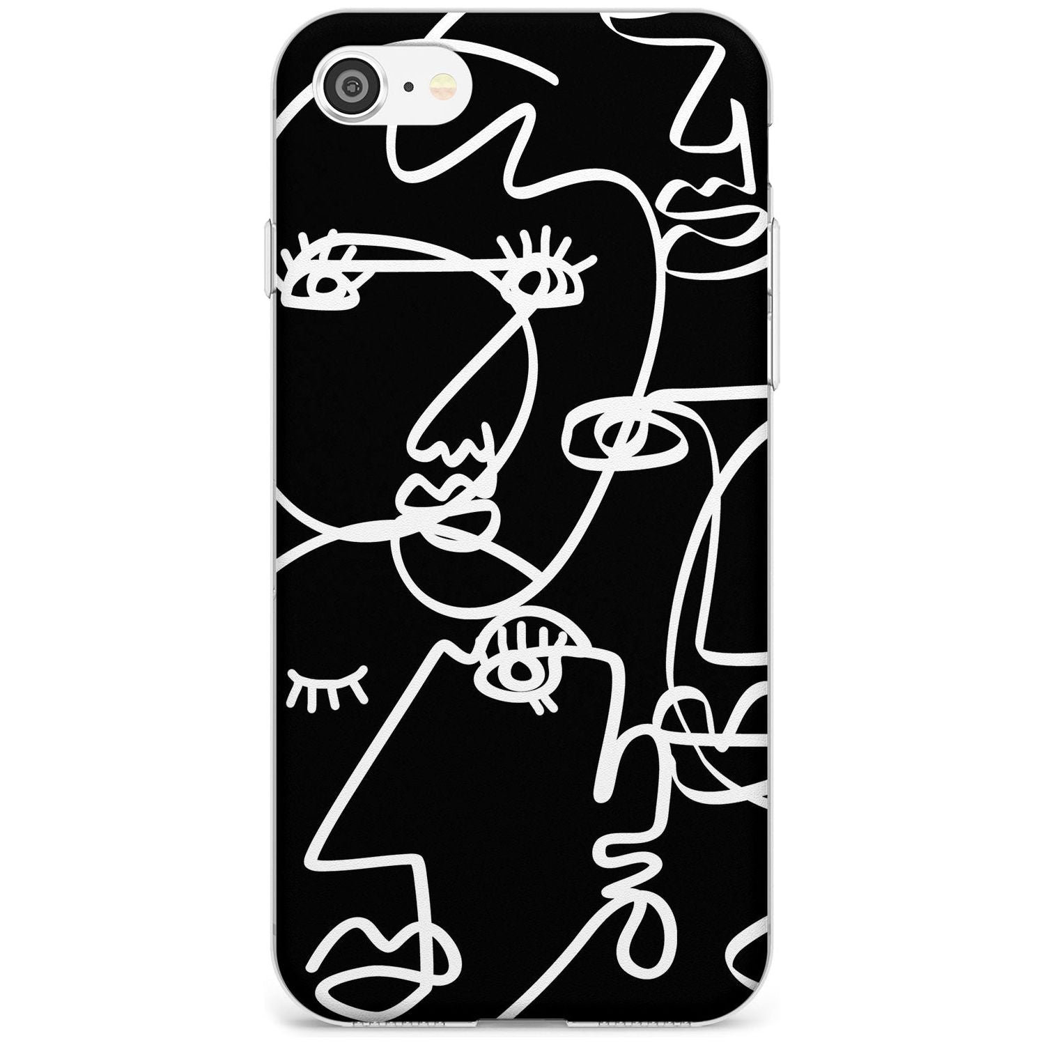 Continuous Line Faces: White on Black Black Impact Phone Case for iPhone SE 8 7 Plus