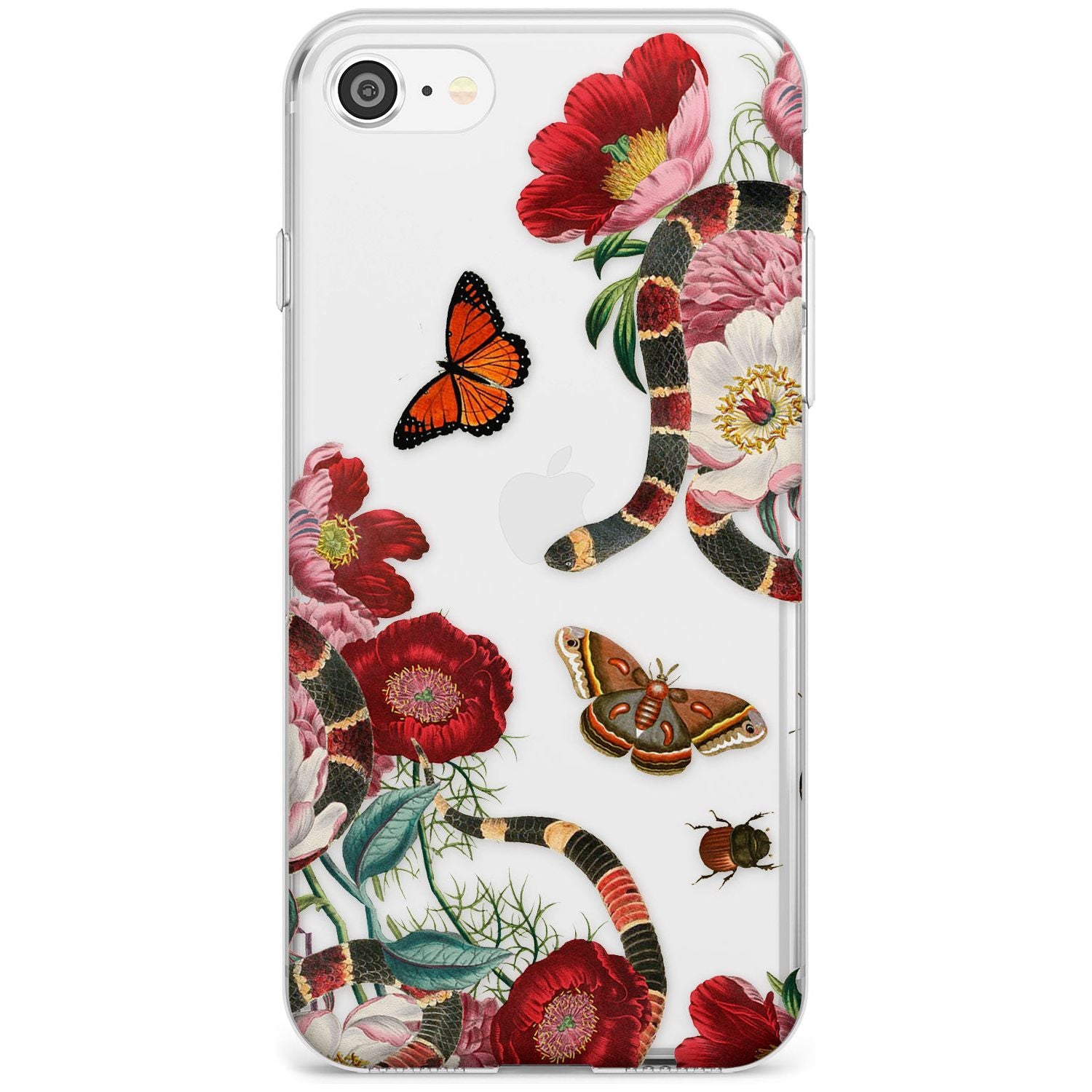 Botanical Snake Black Impact Phone Case for iPhone SE 8 7 Plus