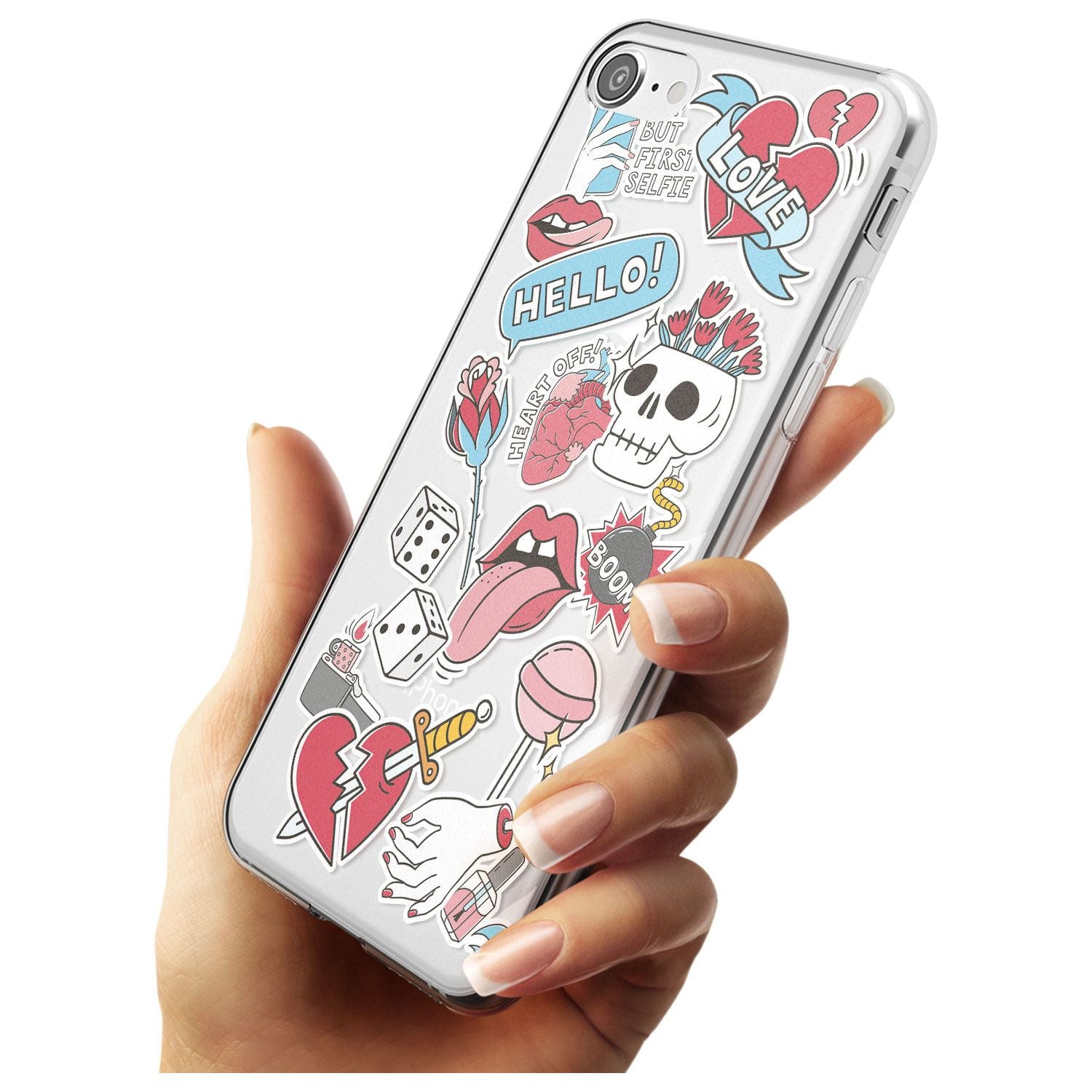 Skull & Flowers Sticker iPhone Case Phone Case - Case Warehouse
