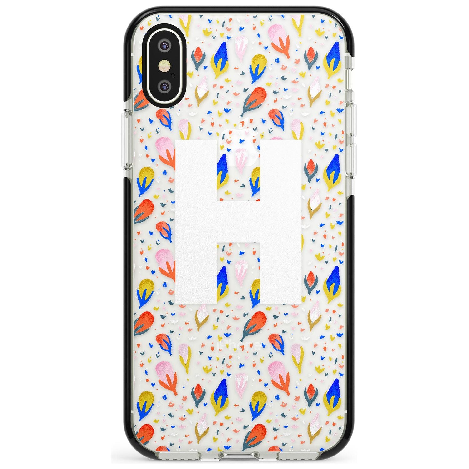 White Monogram Floral iPhone Case Black Impact Custom Phone Case - Case Warehouse