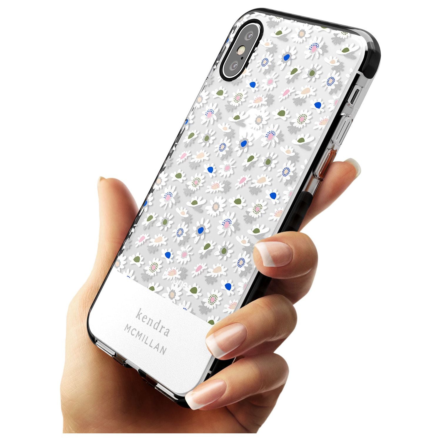 Grey & White Daisies Floral Design iPhone Case Custom Phone Case - Case Warehouse