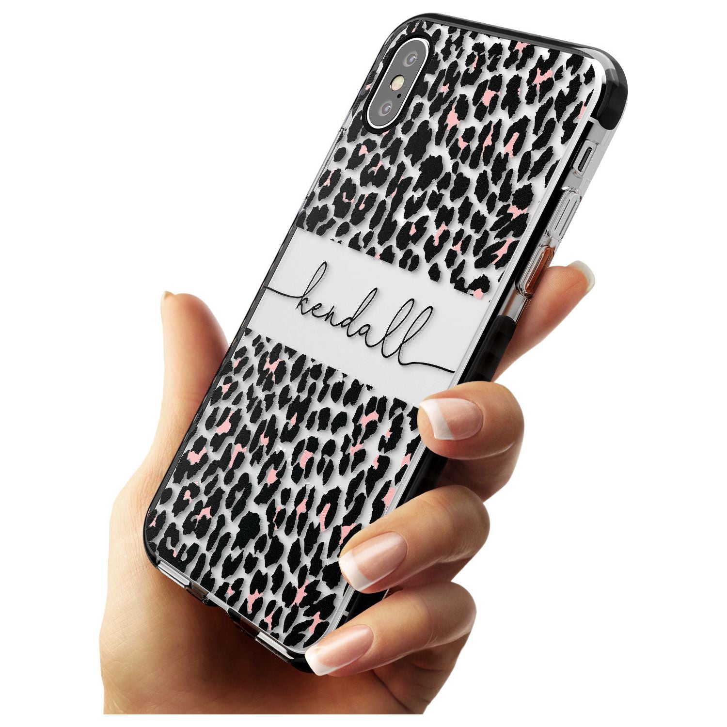 Custom Pink & Cursive Leopard Spots iPhone Case Custom Phone Case - Case Warehouse