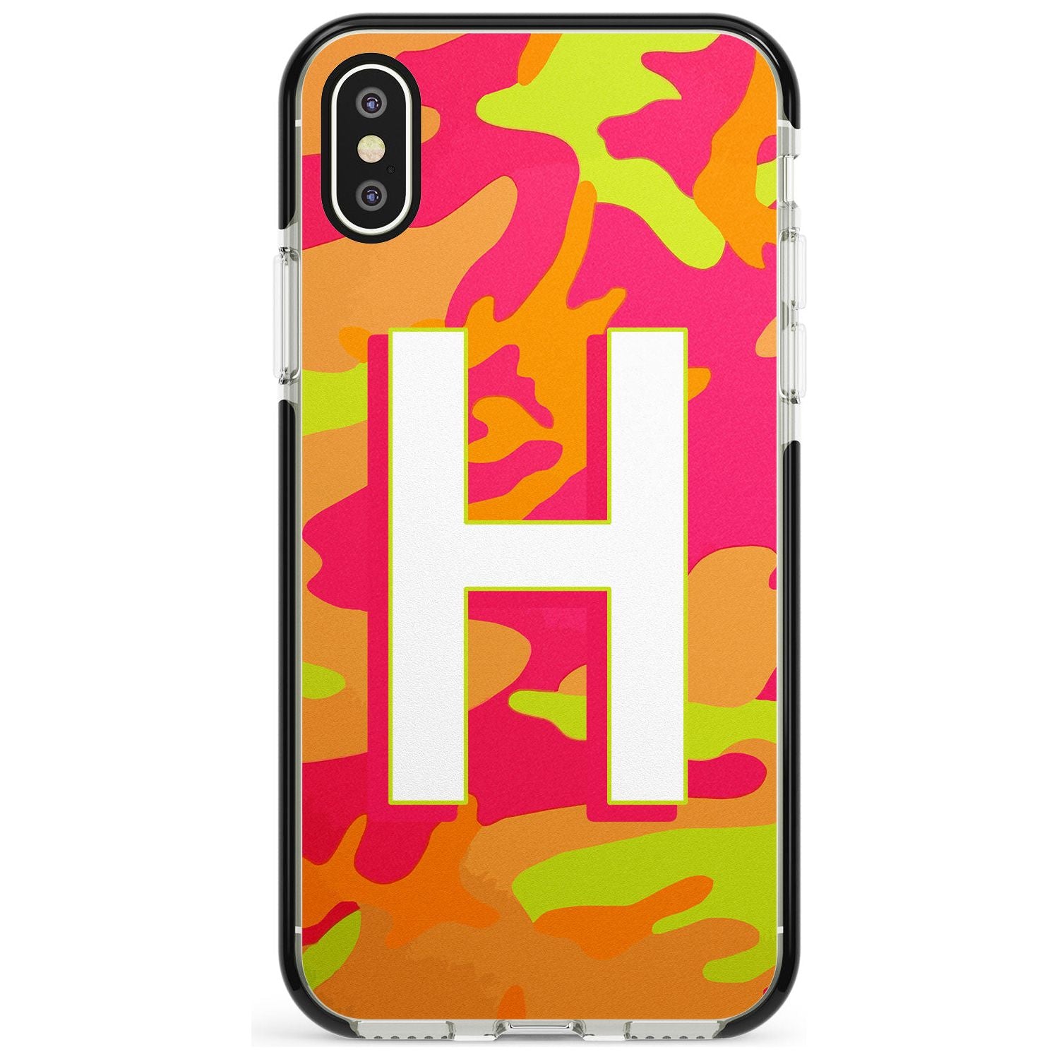 Bright Neon Camo Solid Monogram iPhone Case Black Impact Custom Phone Case - Case Warehouse