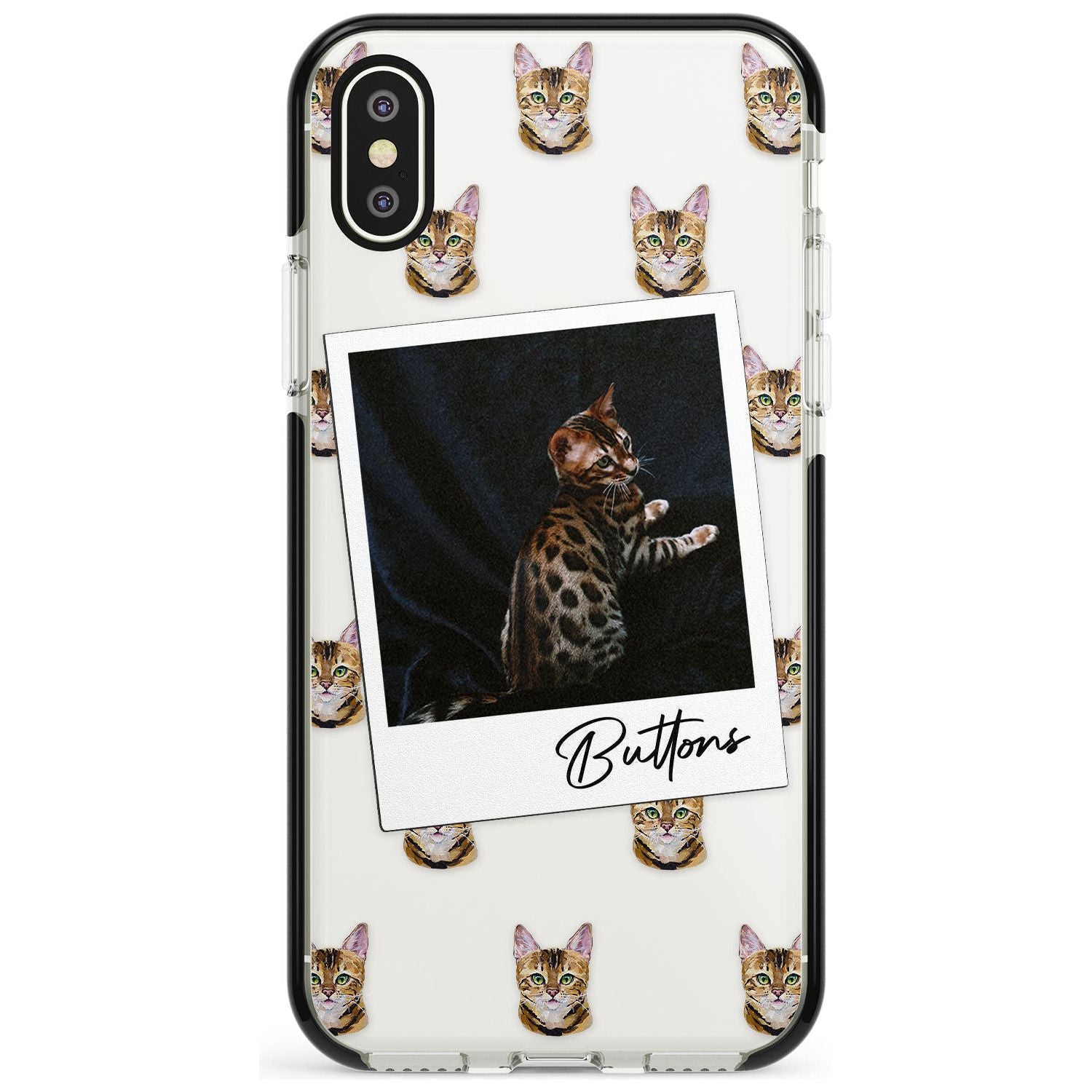 Personalised Bengal Cat Photo Black Impact Phone Case for iPhone X XS Max XR