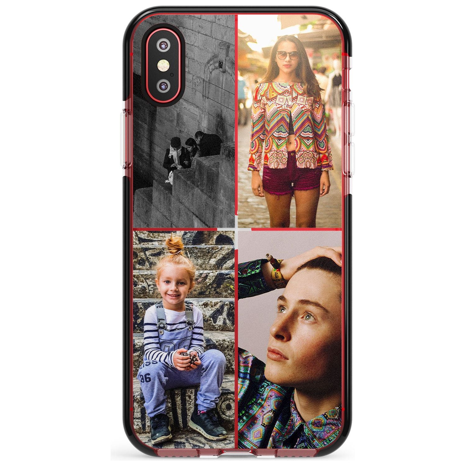 4 Photo Grid Pink Fade Impact Phone Case for iPhone X XS Max XR