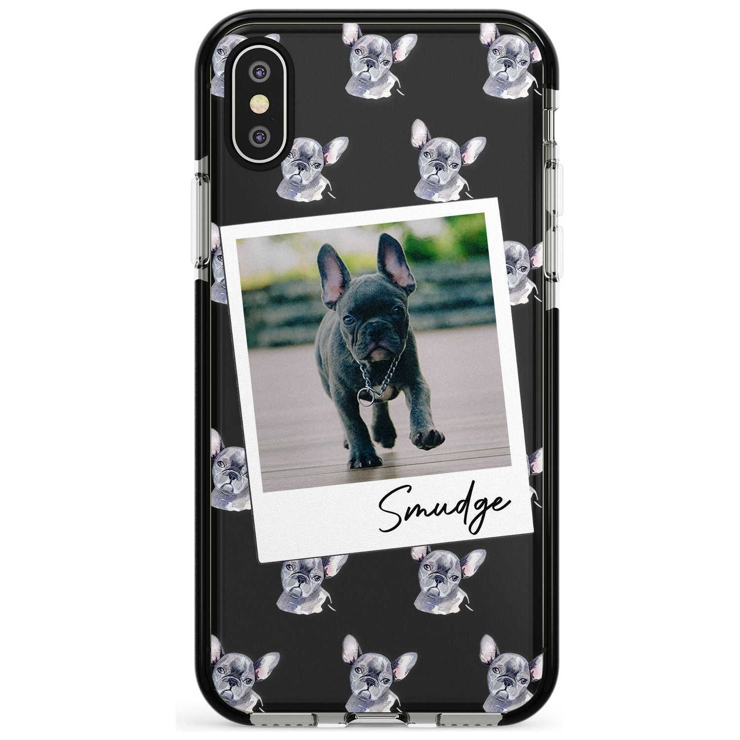 French Bulldog, Grey - Custom Dog Photo Pink Fade Impact Phone Case for iPhone X XS Max XR
