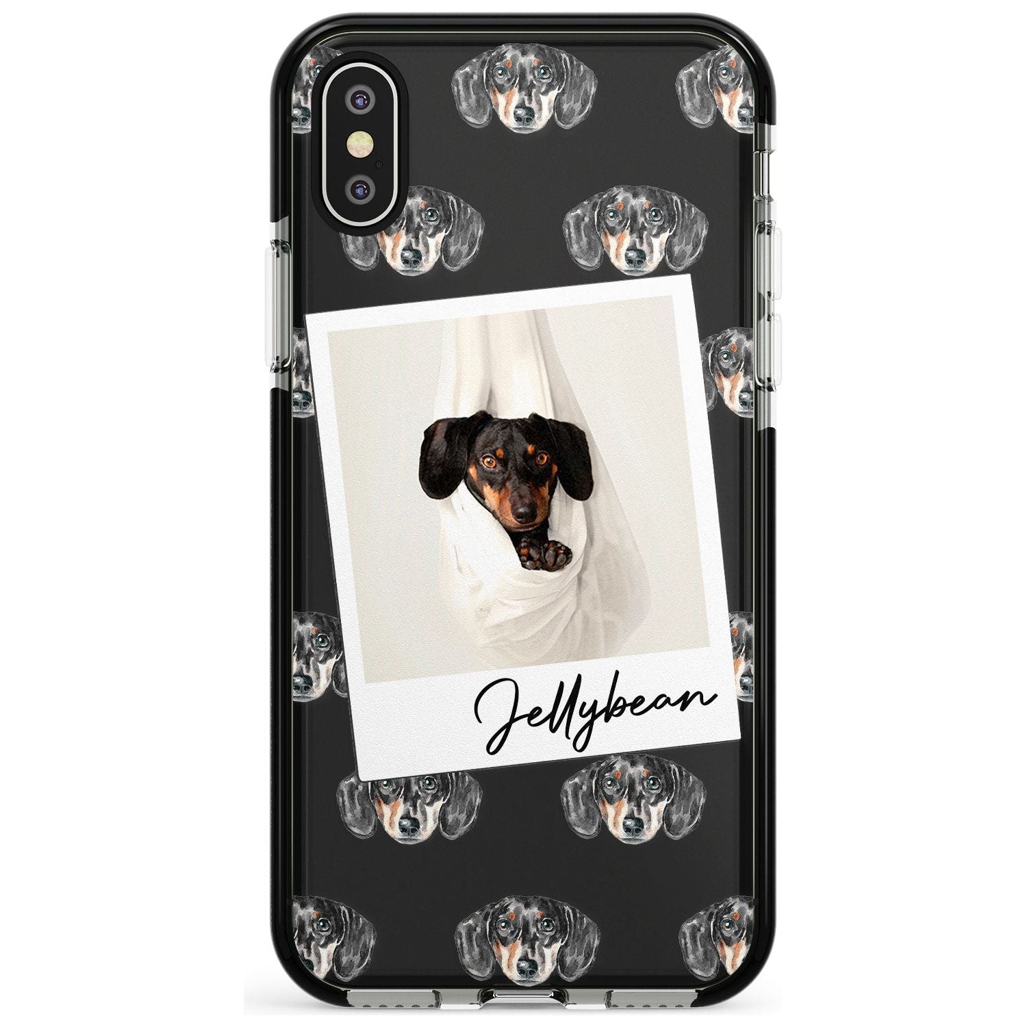Dachshund, Black- Custom Dog Photo Pink Fade Impact Phone Case for iPhone X XS Max XR