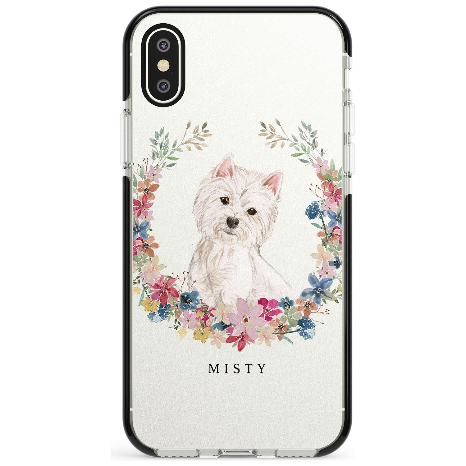 Westie Watercolour Dog Portrait Black Impact Phone Case for iPhone X XS Max XR