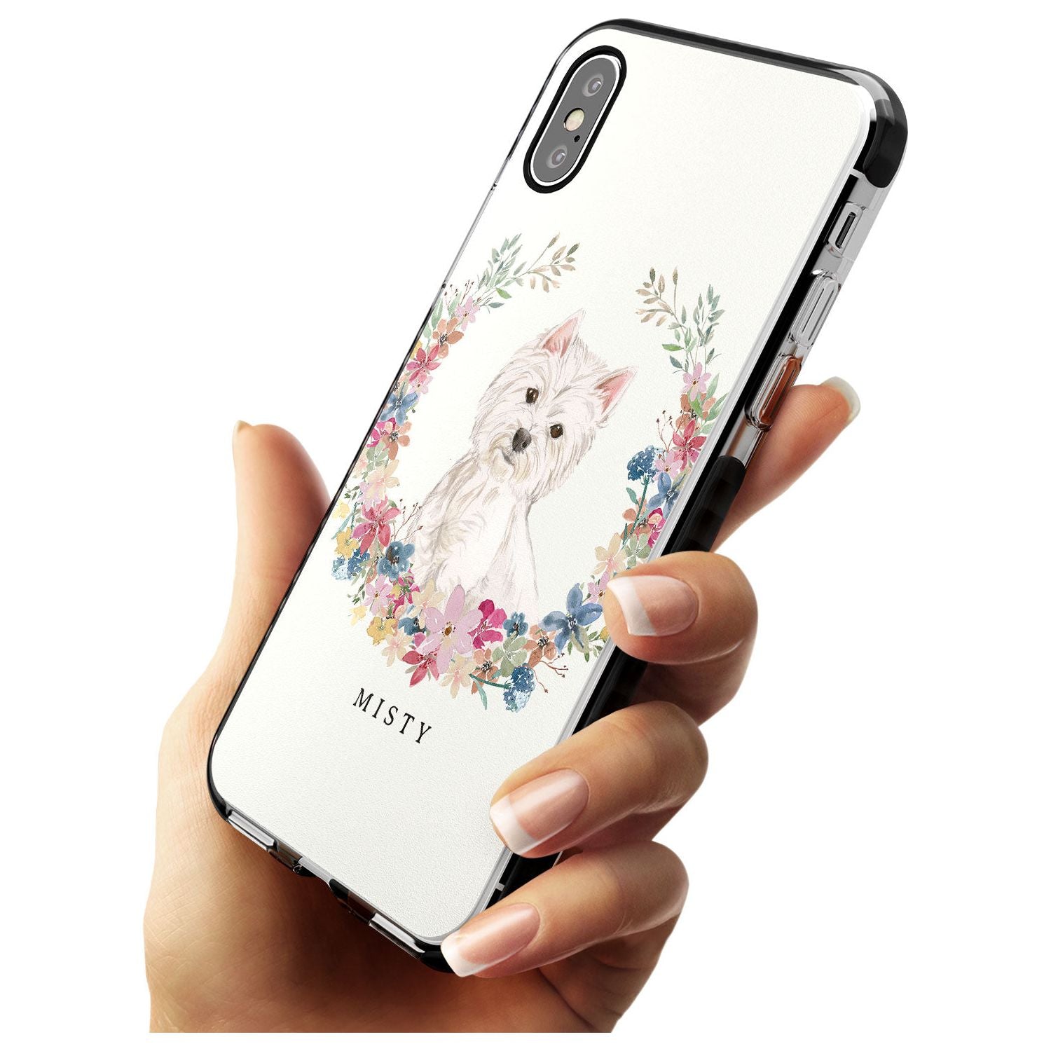 Westie Watercolour Dog Portrait Black Impact Phone Case for iPhone X XS Max XR