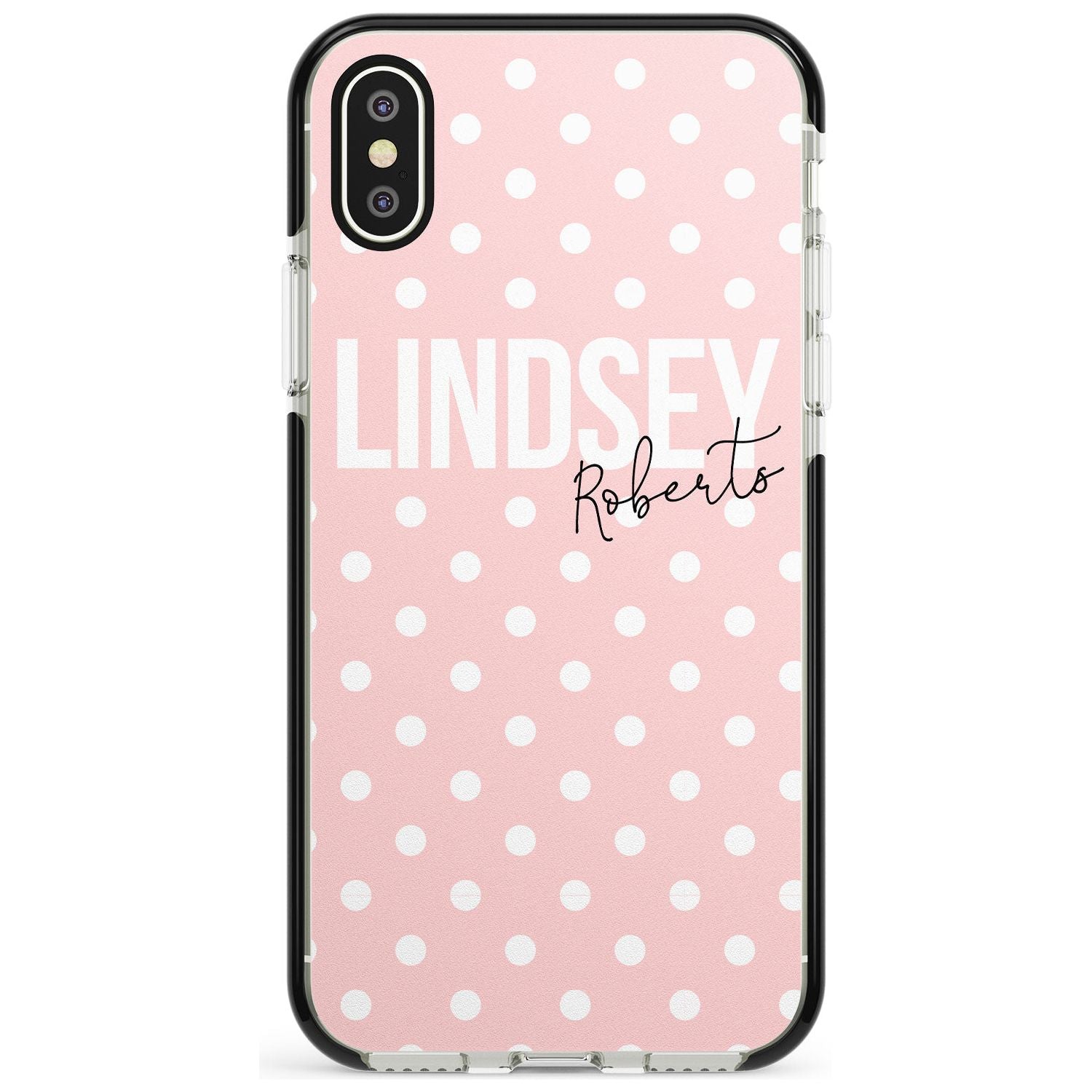 Custom Pink Polka iPhone Case Black Impact Custom Phone Case - Case Warehouse