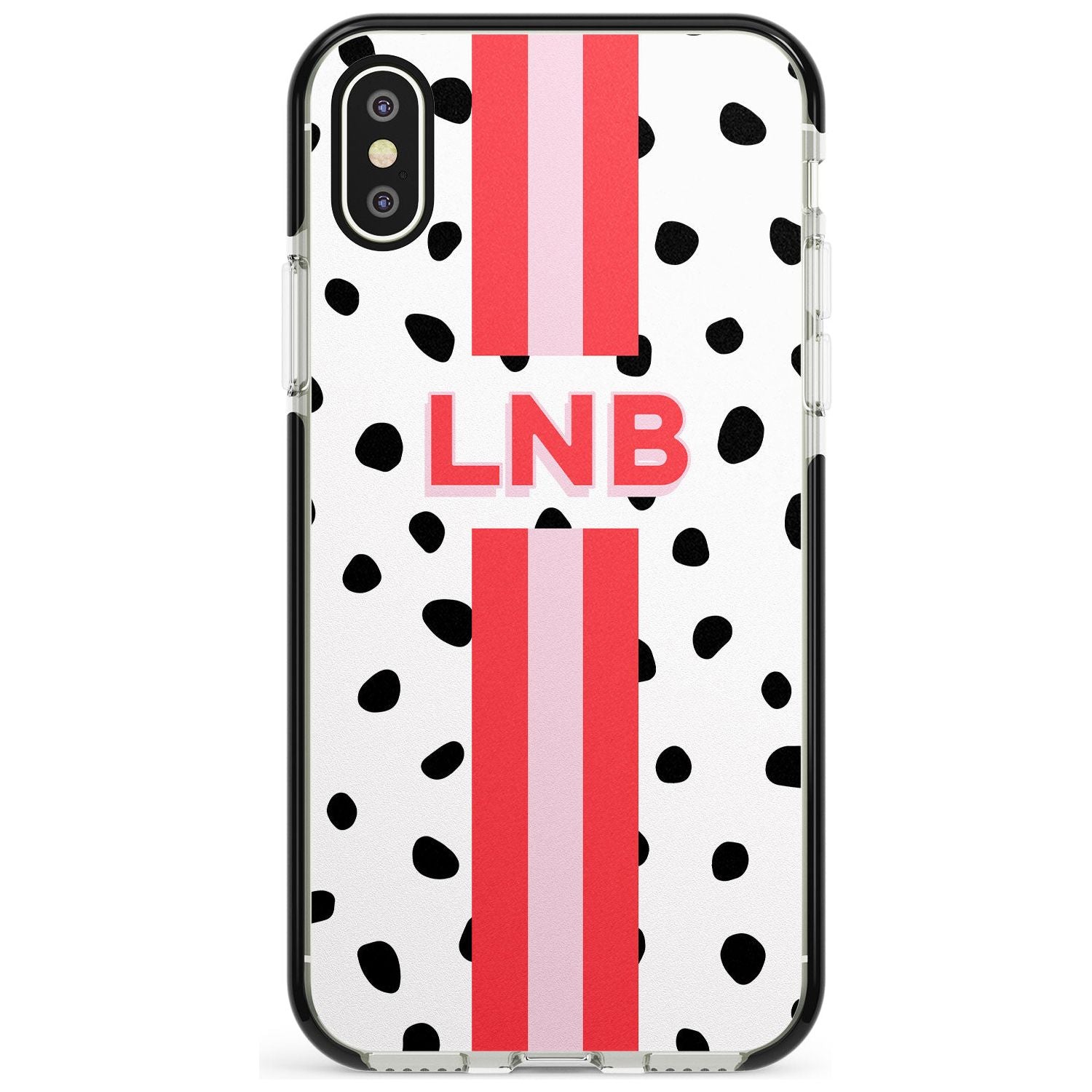 Custom Polka & Pink Stripe iPhone Case Black Impact Custom Phone Case - Case Warehouse