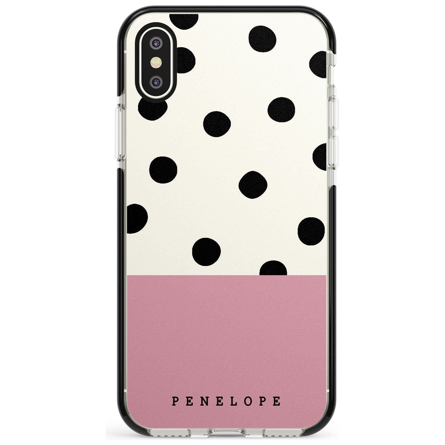 Pink Border Polka Dot iPhone Case Black Impact Custom Phone Case - Case Warehouse