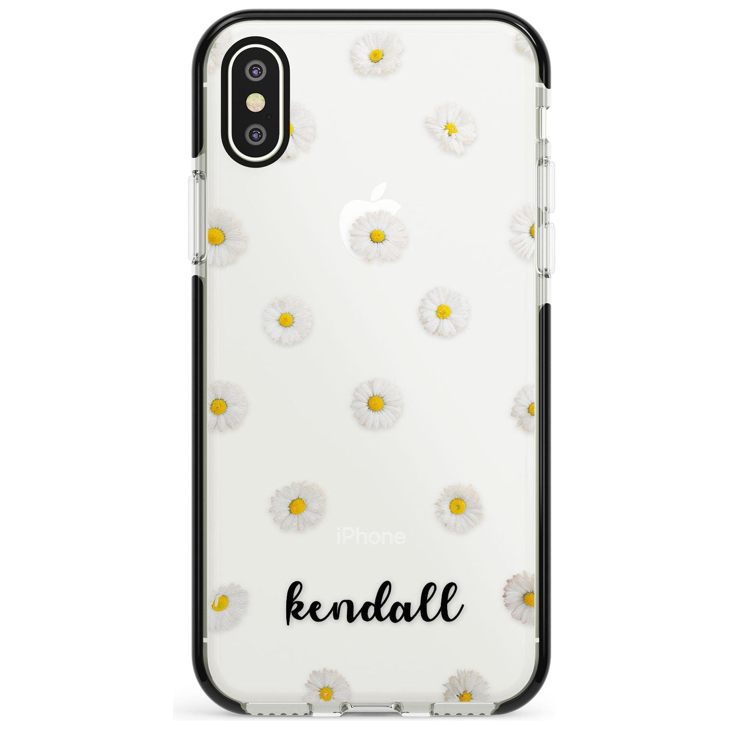 White Daisies & Cursive iPhone Case Black Impact Custom Phone Case - Case Warehouse