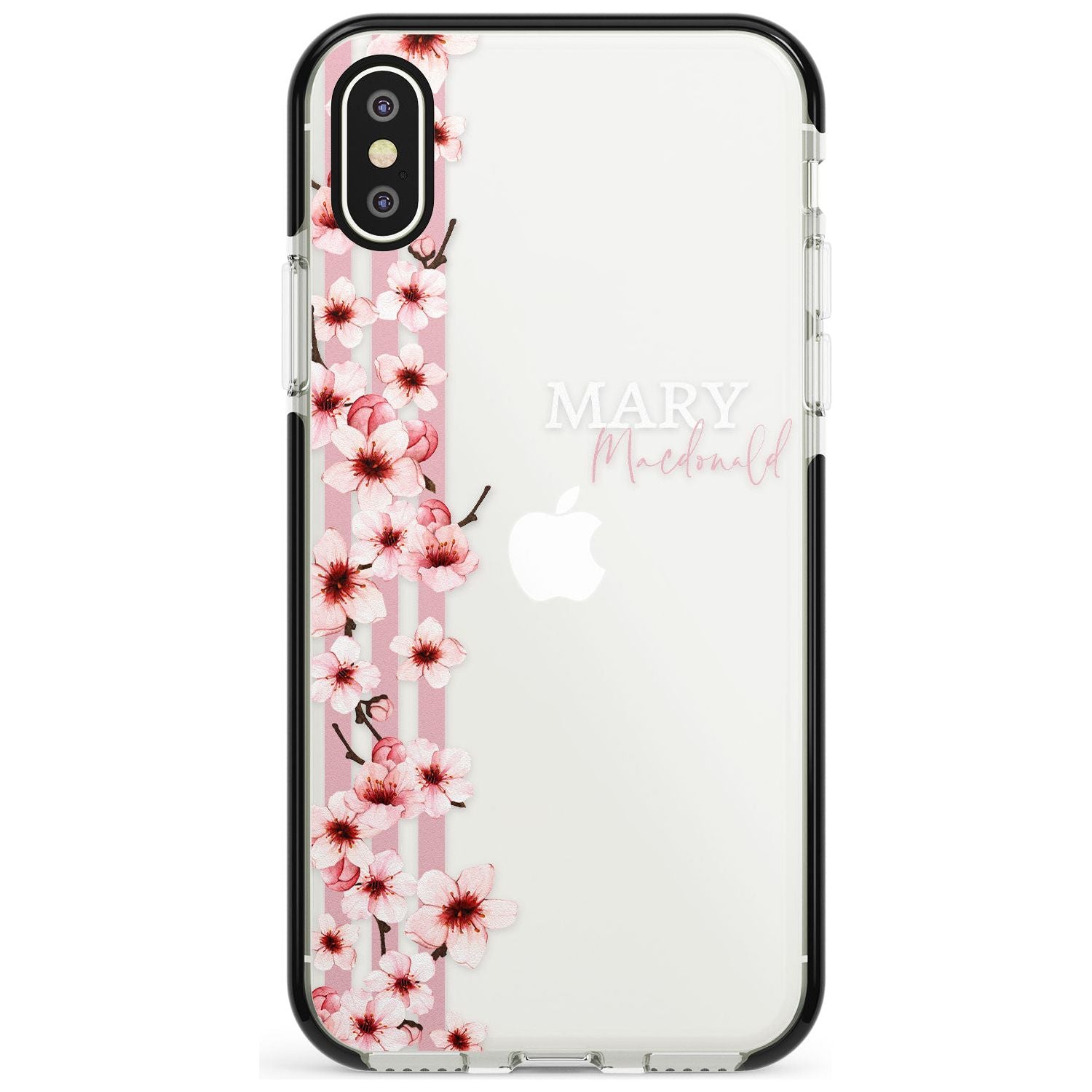 Cherry Blossoms & Stripes Transparent Pink Fade Impact Phone Case for iPhone X XS Max XR