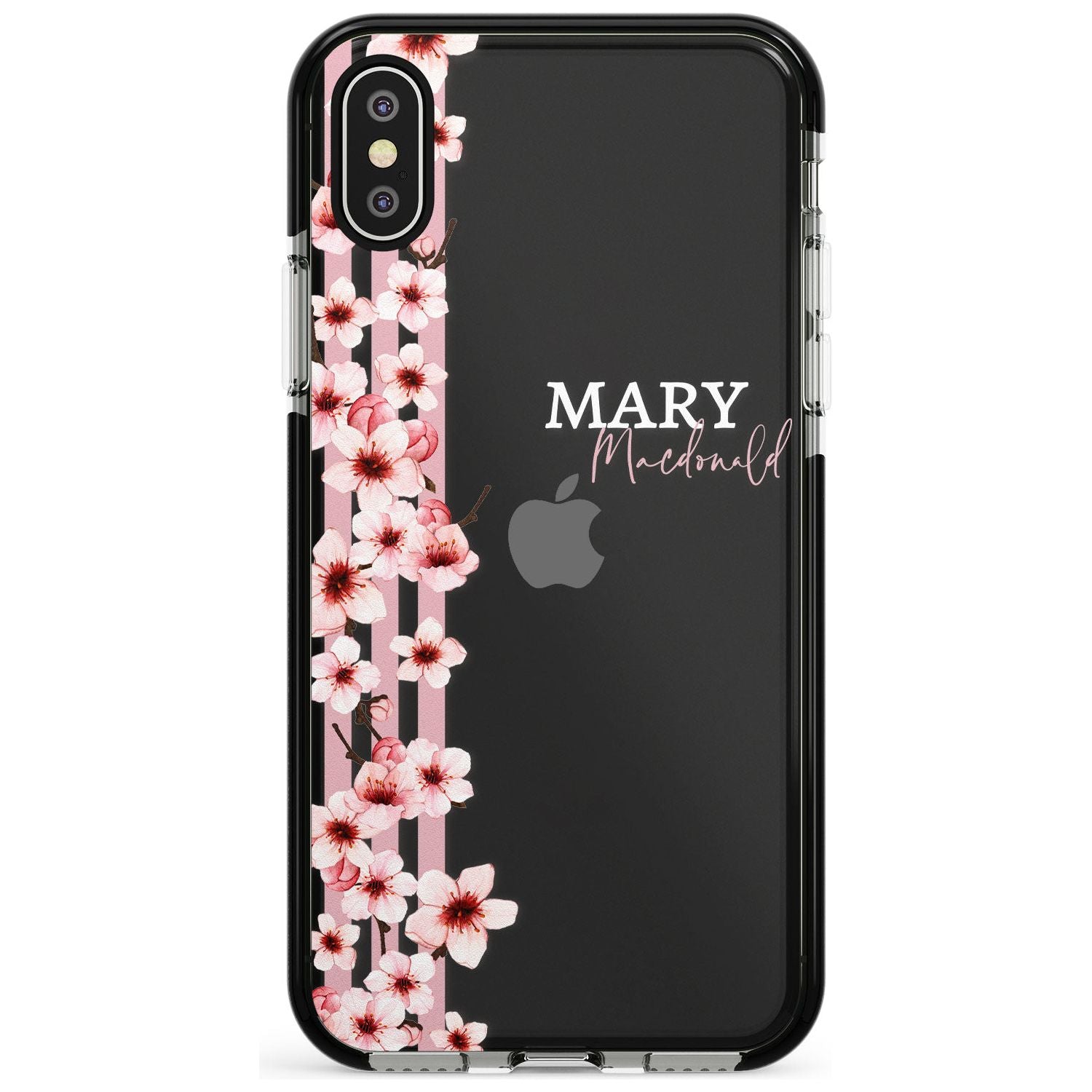 Cherry Blossoms & Stripes Transparent Pink Fade Impact Phone Case for iPhone X XS Max XR