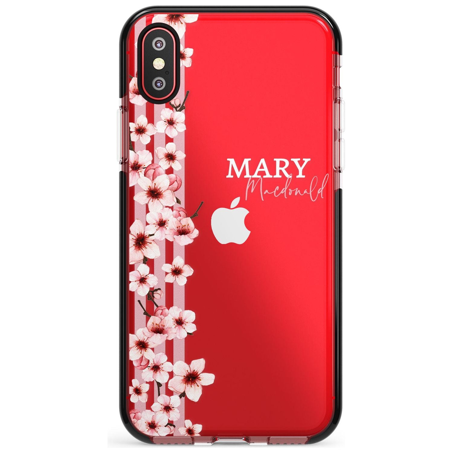 Cherry Blossoms & Stripes Transparent Pink Fade Impact Phone Case for iPhone X XS Max XR