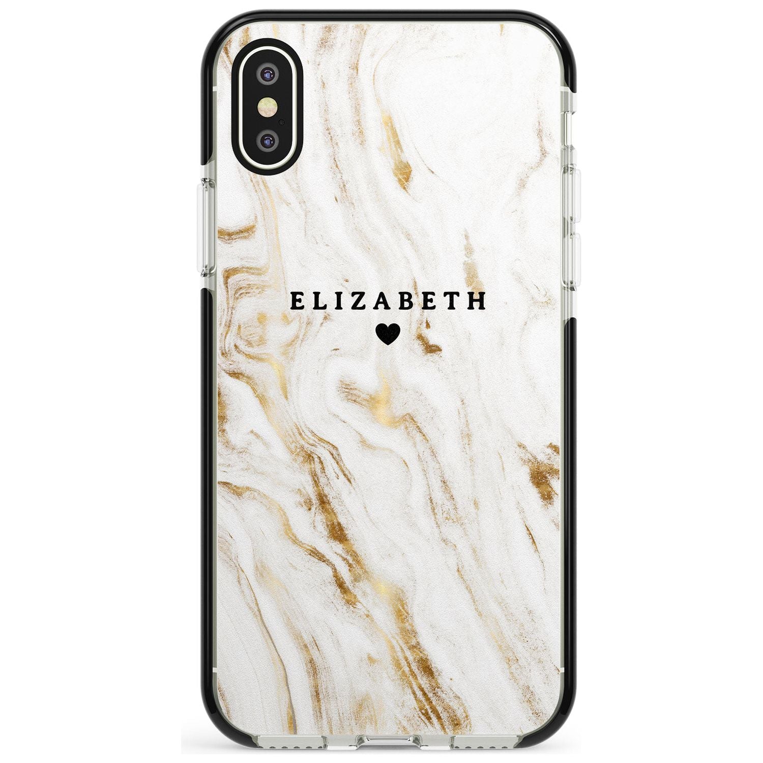 White & Gold Swirl Marble iPhone Case Black Impact Custom Phone Case - Case Warehouse