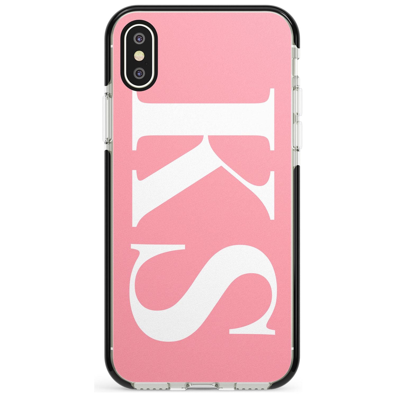 White & Pink Personalised Letters iPhone Case Black Impact Custom Phone Case - Case Warehouse