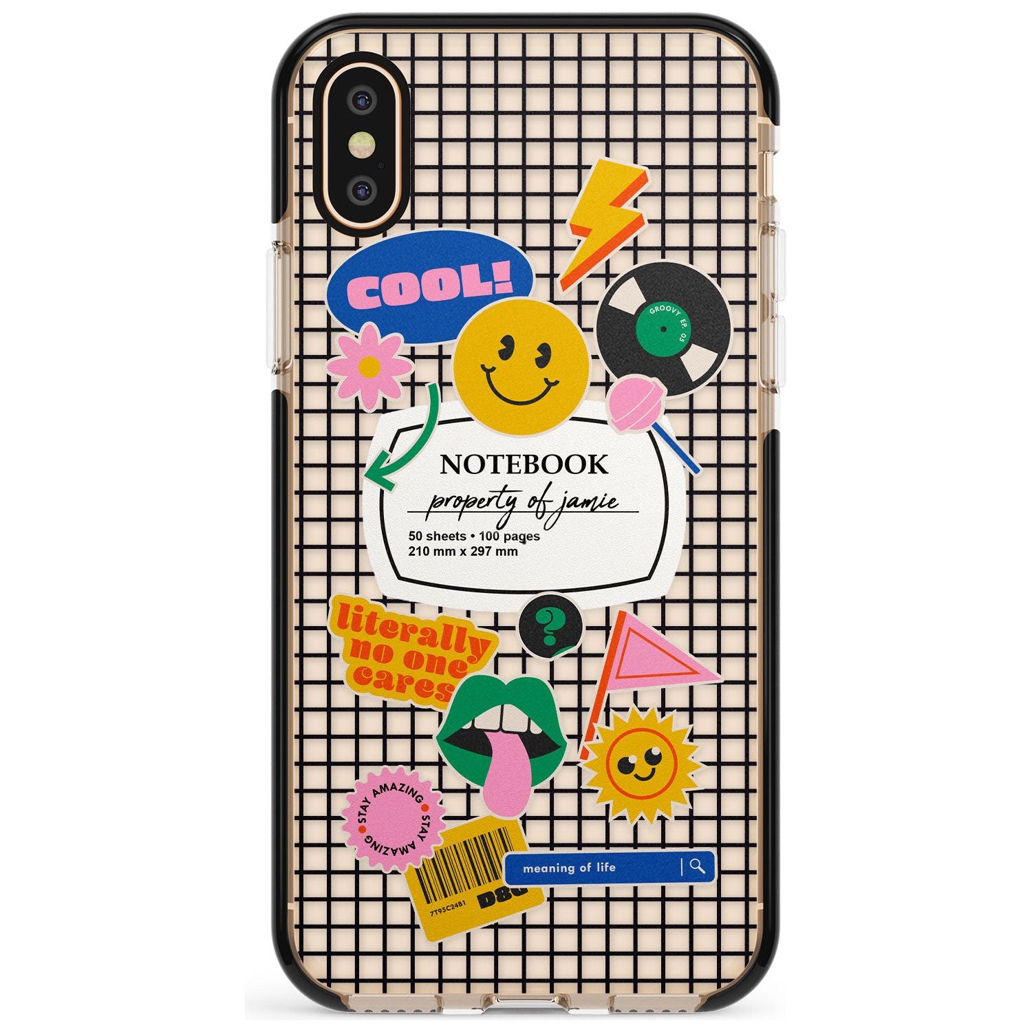 Custom Sticker Mix on Grid Pink Fade Impact Phone Case for iPhone X XS Max XR