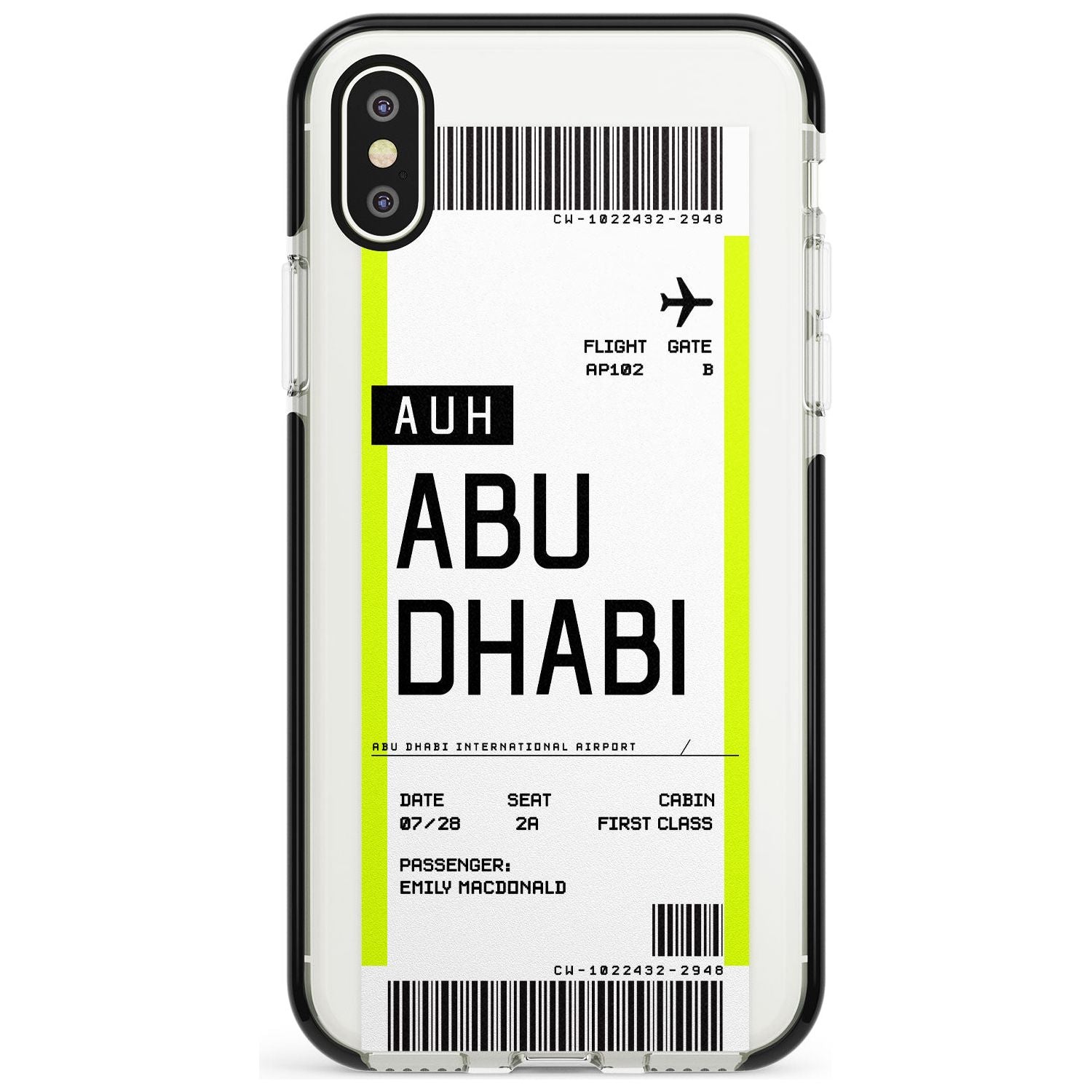 Abu Dhabi Boarding Pass iPhone Case Black Impact Custom Phone Case - Case Warehouse