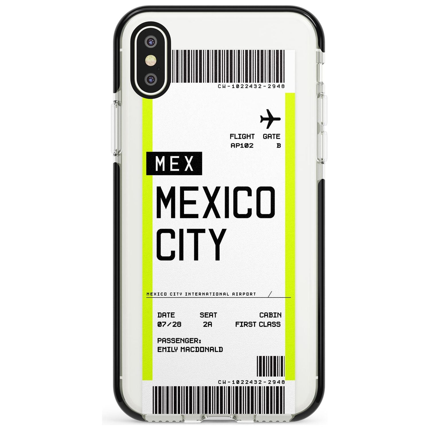 Mexico City Boarding Pass iPhone Case Black Impact Custom Phone Case - Case Warehouse