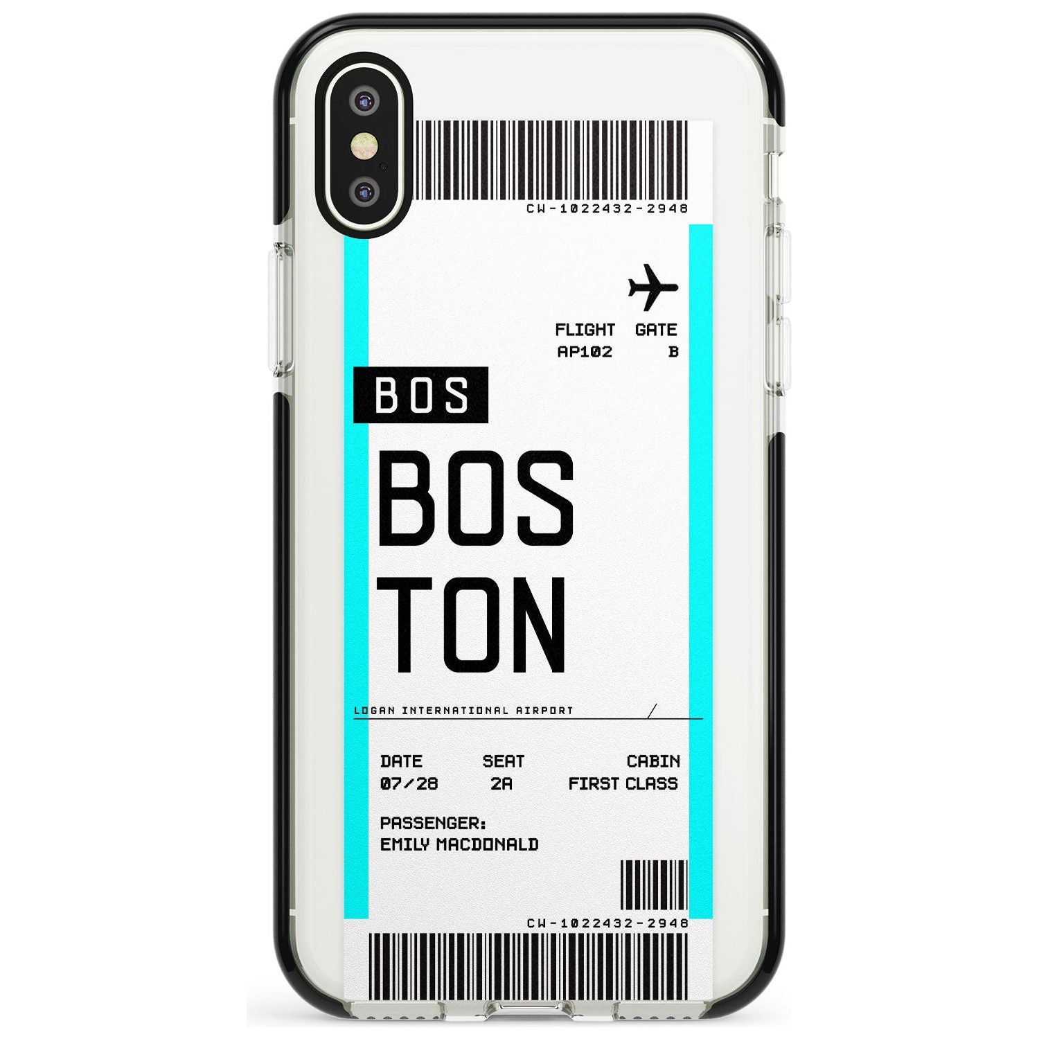 Boston Boarding Pass iPhone Case Black Impact Custom Phone Case - Case Warehouse