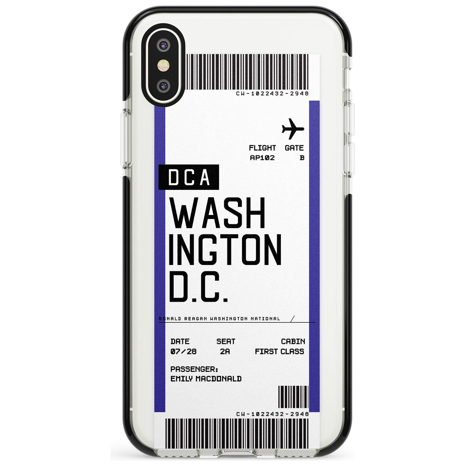Washington D.C. Boarding Pass iPhone Case Black Impact Custom Phone Case - Case Warehouse