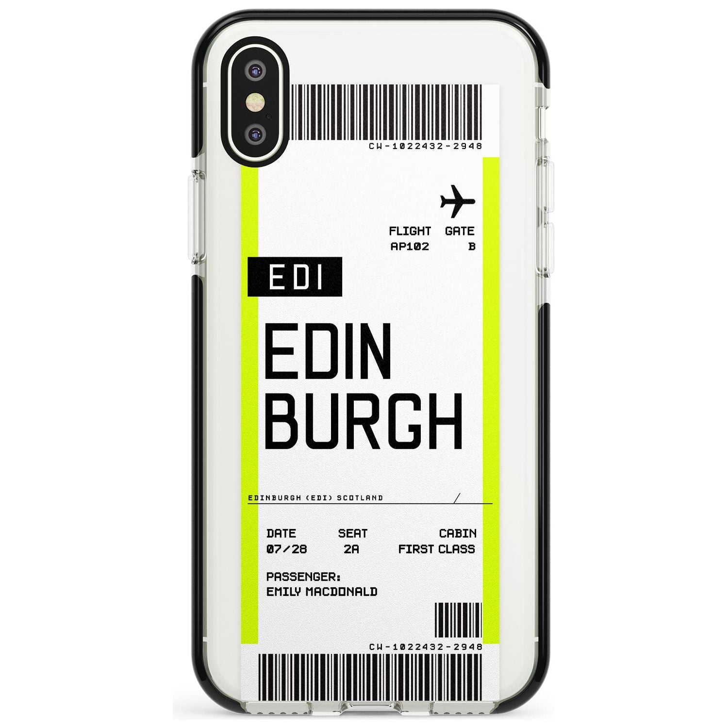 Edinburgh Boarding Pass Black Impact Custom Phone Case - Case Warehouse
