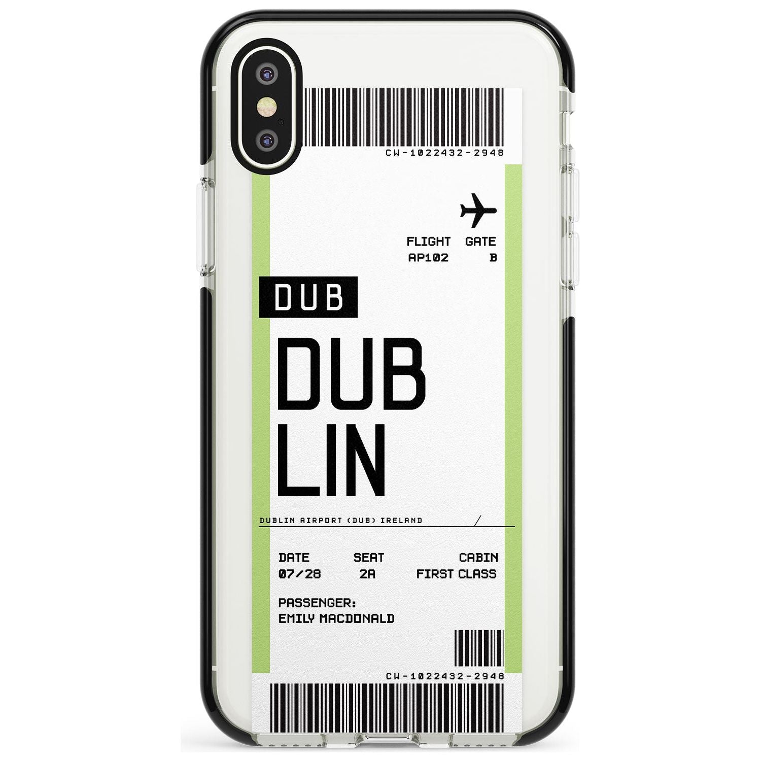 Dublin Boarding Pass iPhone Case Black Impact Custom Phone Case - Case Warehouse