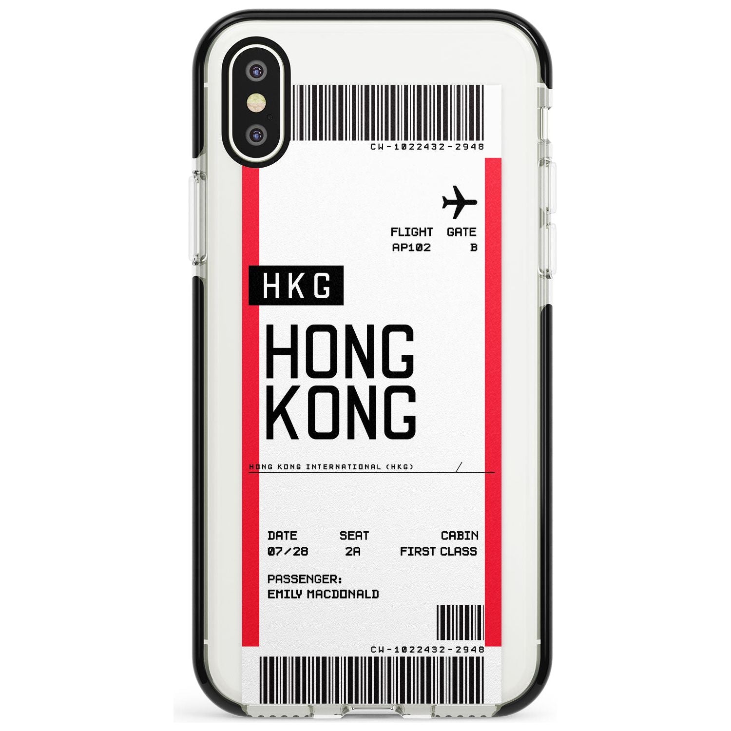 Hong Kong Boarding Pass iPhone Case Black Impact Custom Phone Case - Case Warehouse