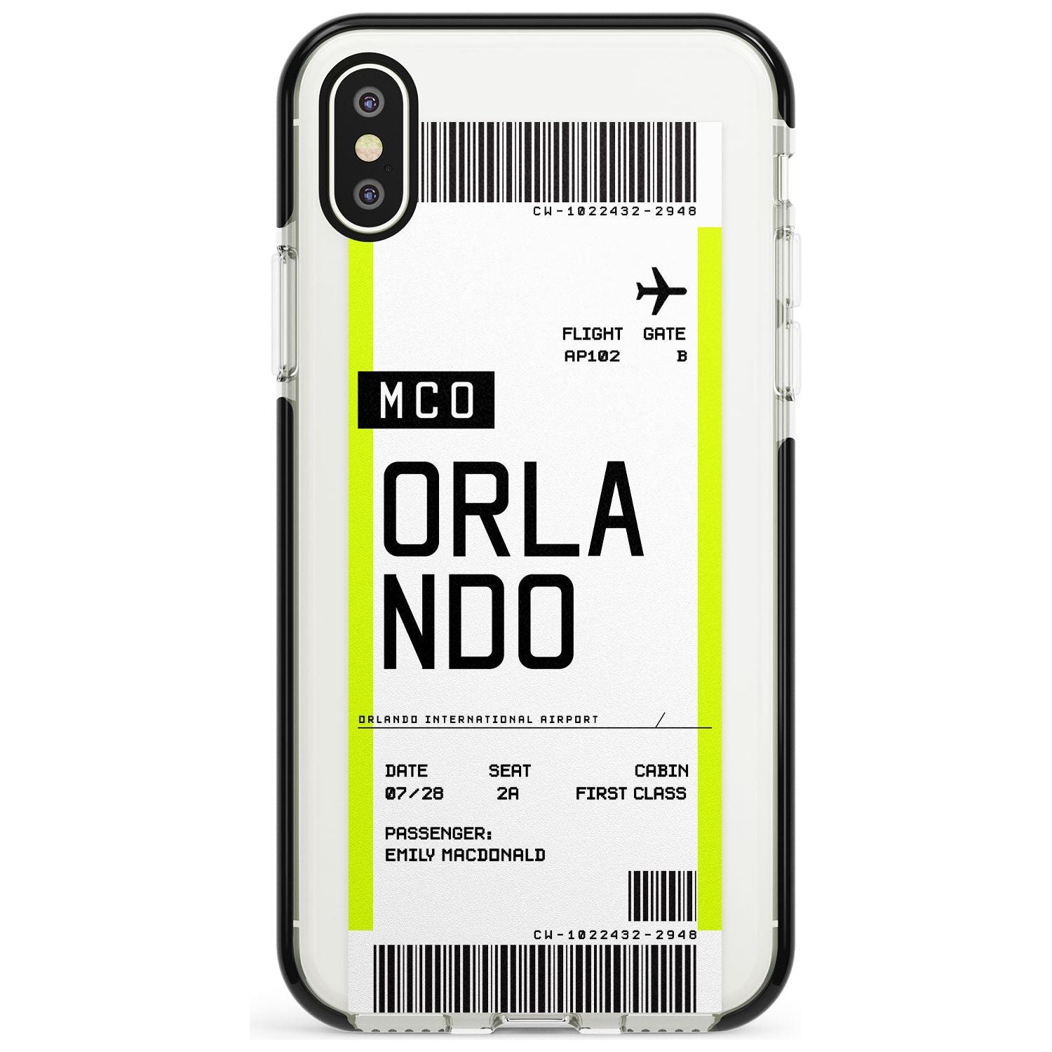 Orlando Boarding Pass iPhone Case Black Impact Custom Phone Case - Case Warehouse