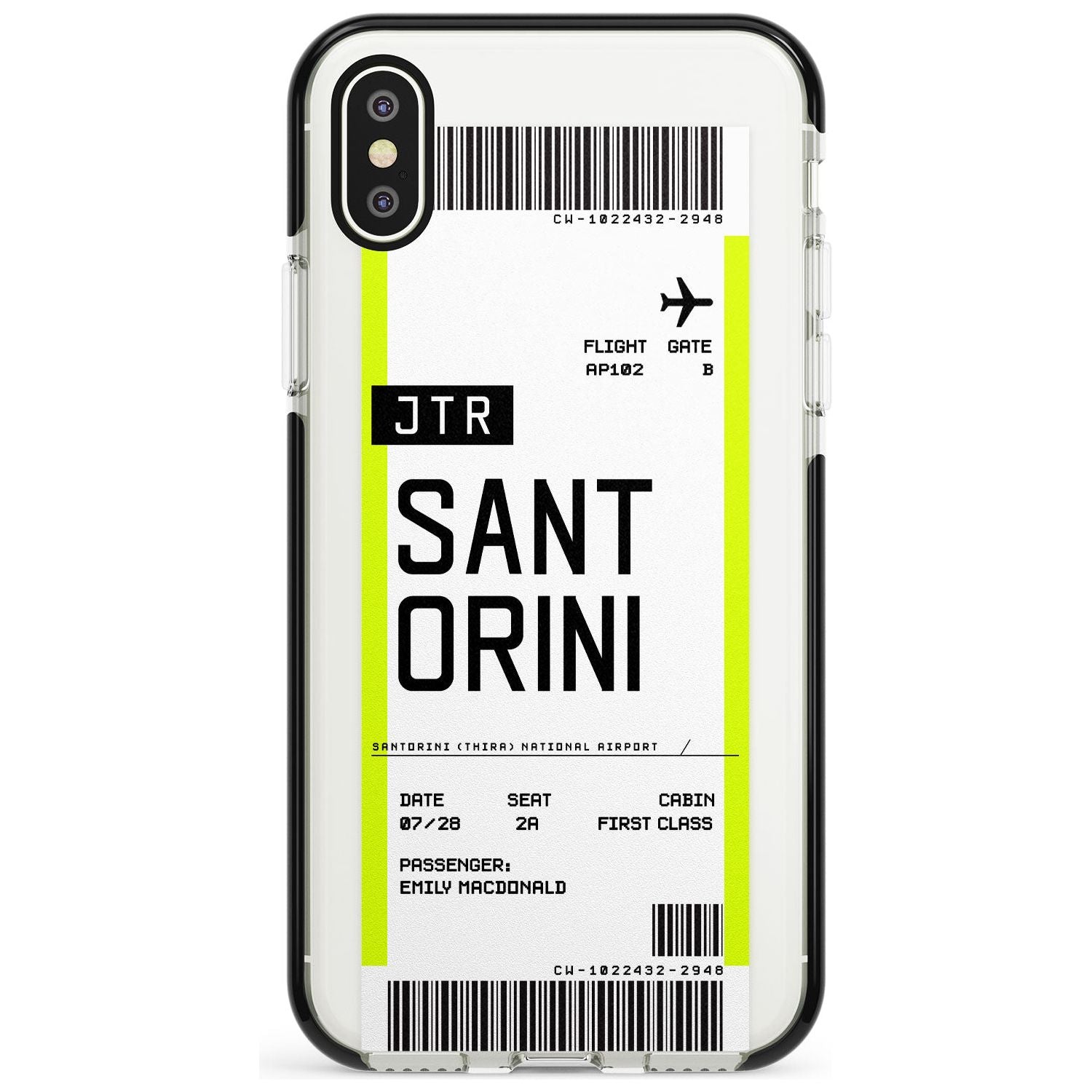 Santorini Boarding Pass iPhone Case Black Impact Custom Phone Case - Case Warehouse