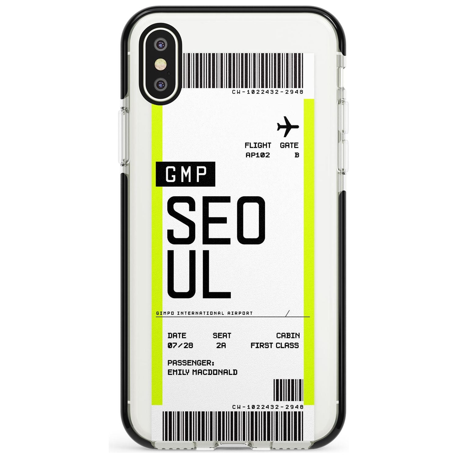 Seoul Boarding Pass iPhone Case Black Impact Custom Phone Case - Case Warehouse