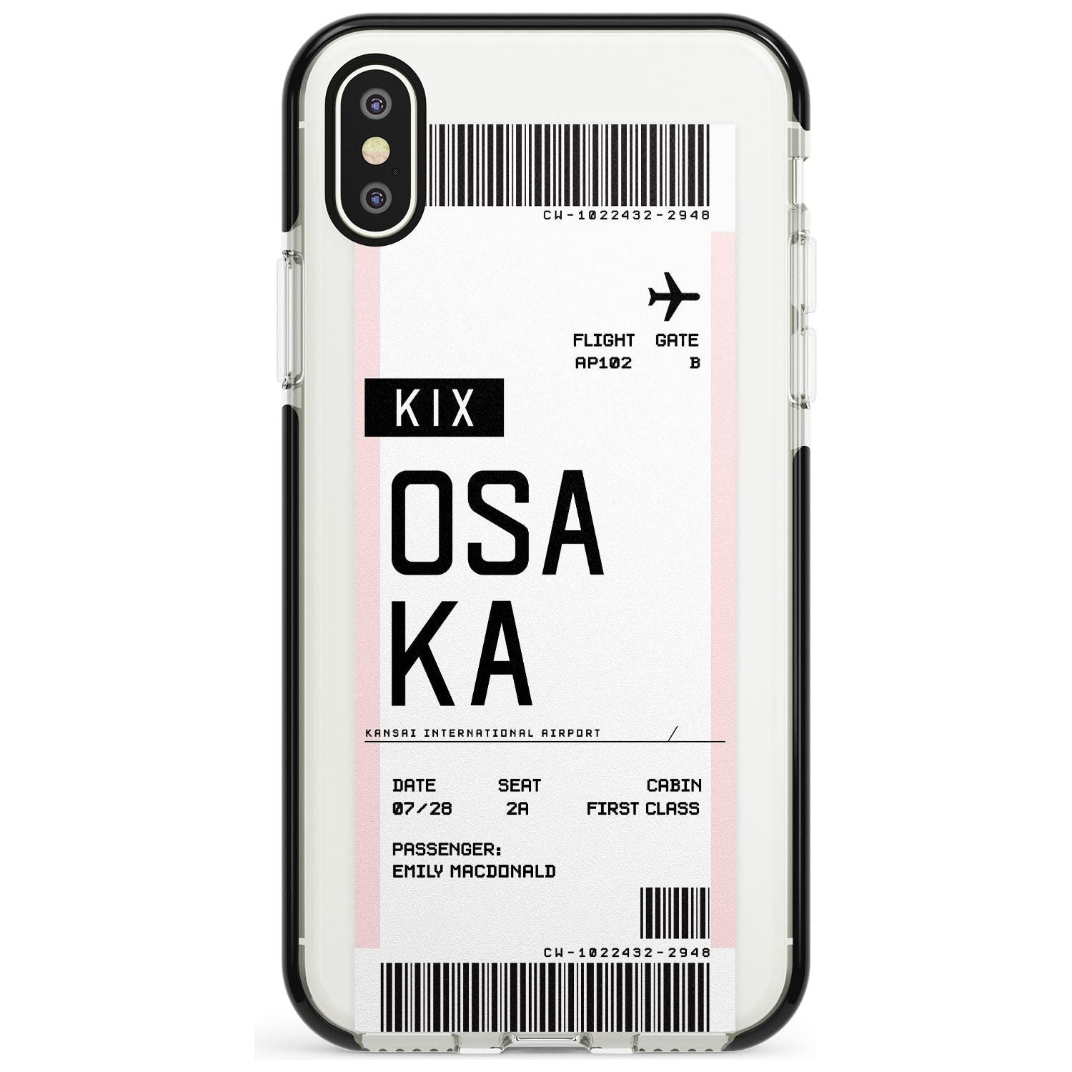 Osaka Boarding Pass iPhone Case Black Impact Custom Phone Case - Case Warehouse