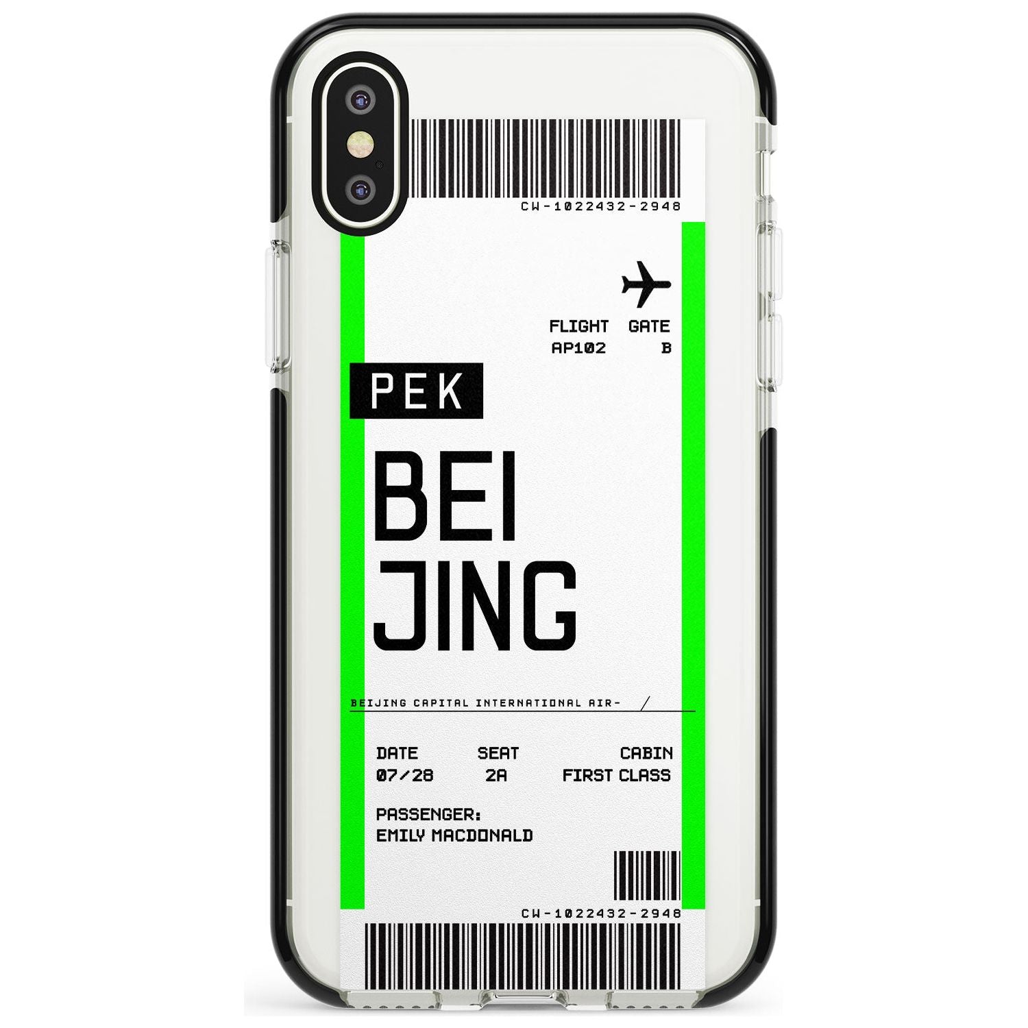 Beijing Boarding Pass iPhone Case Black Impact Custom Phone Case - Case Warehouse
