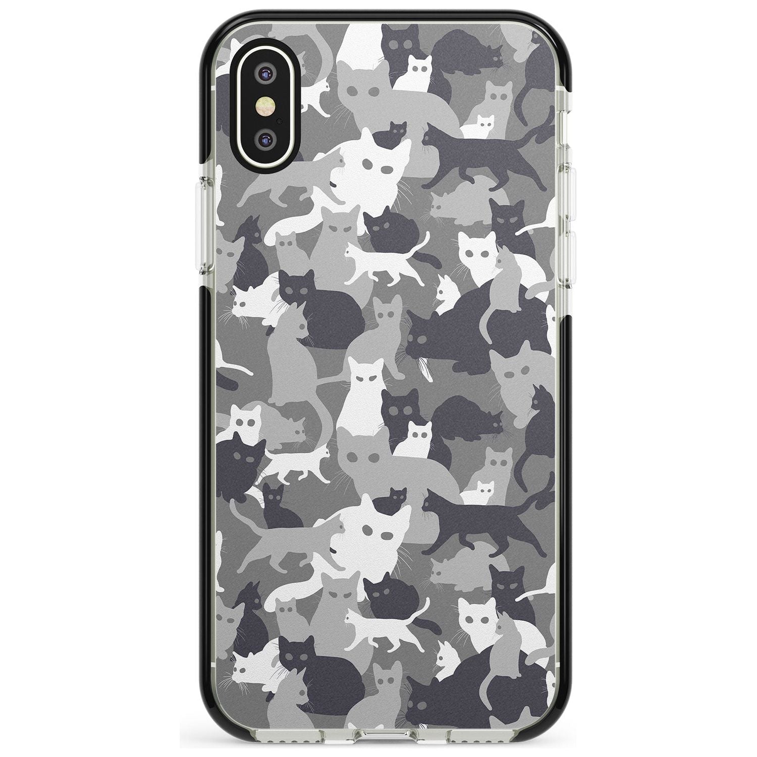 Dark Grey Cat Camouflage Pattern iPhone Case Black Impact Phone Case - Case Warehouse