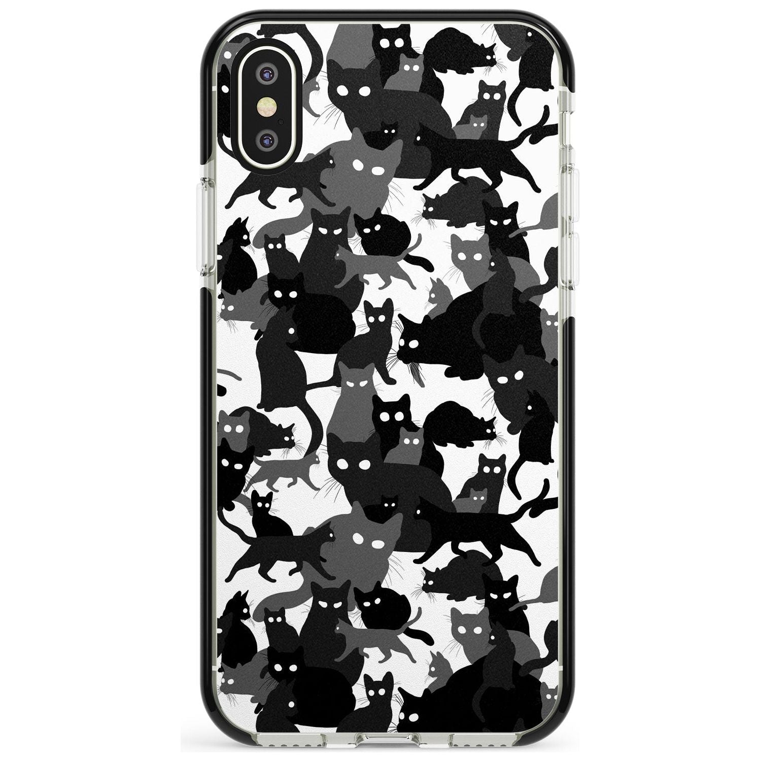 Black & White Cat Camouflage iPhone Case Black Impact Phone Case - Case Warehouse
