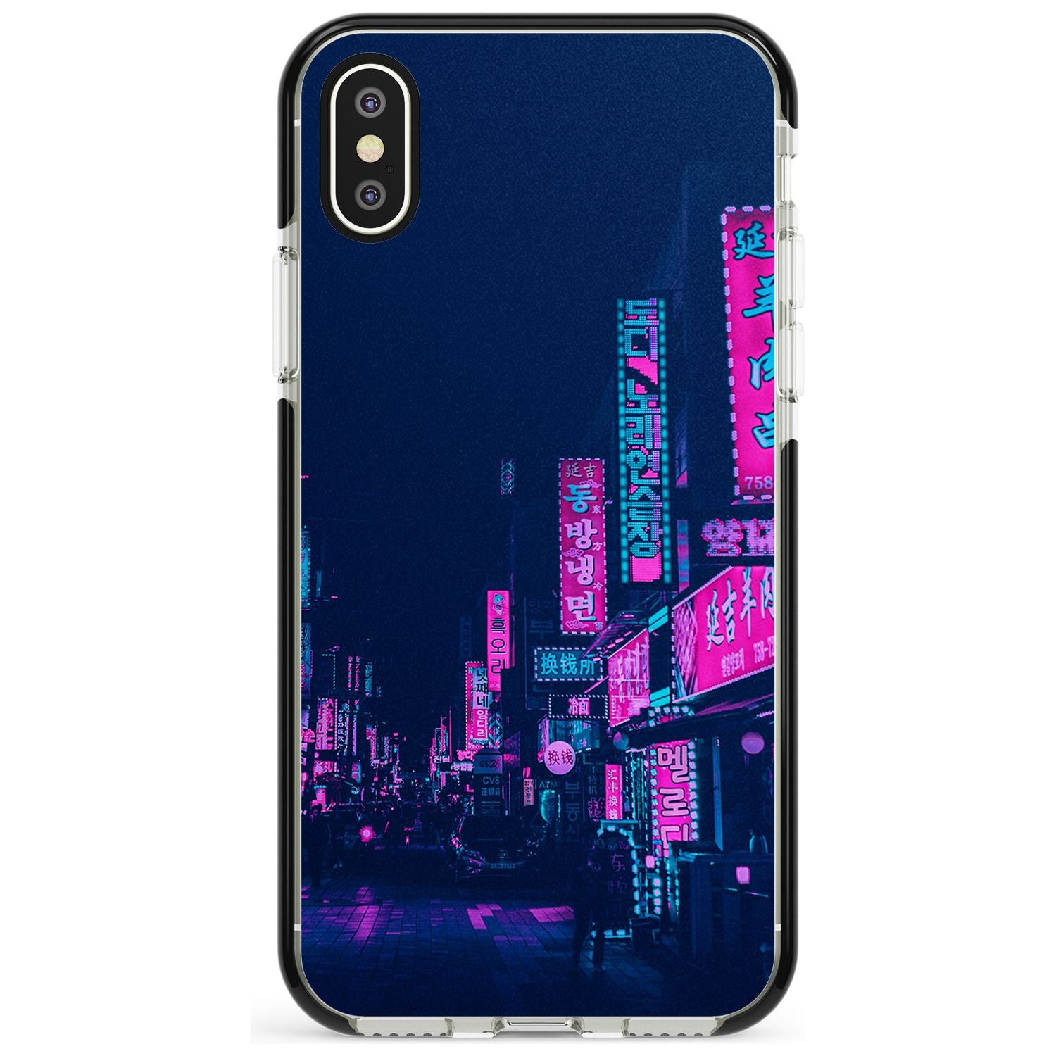 Pink & Turquoise - Neon Cities iPhone Case Black Impact Phone Case - Case Warehouse