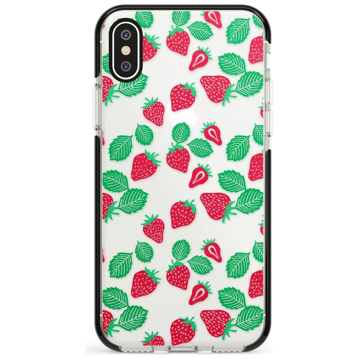 Strawberry Pattern iPhone Case Black Impact Phone Case - Case Warehouse
