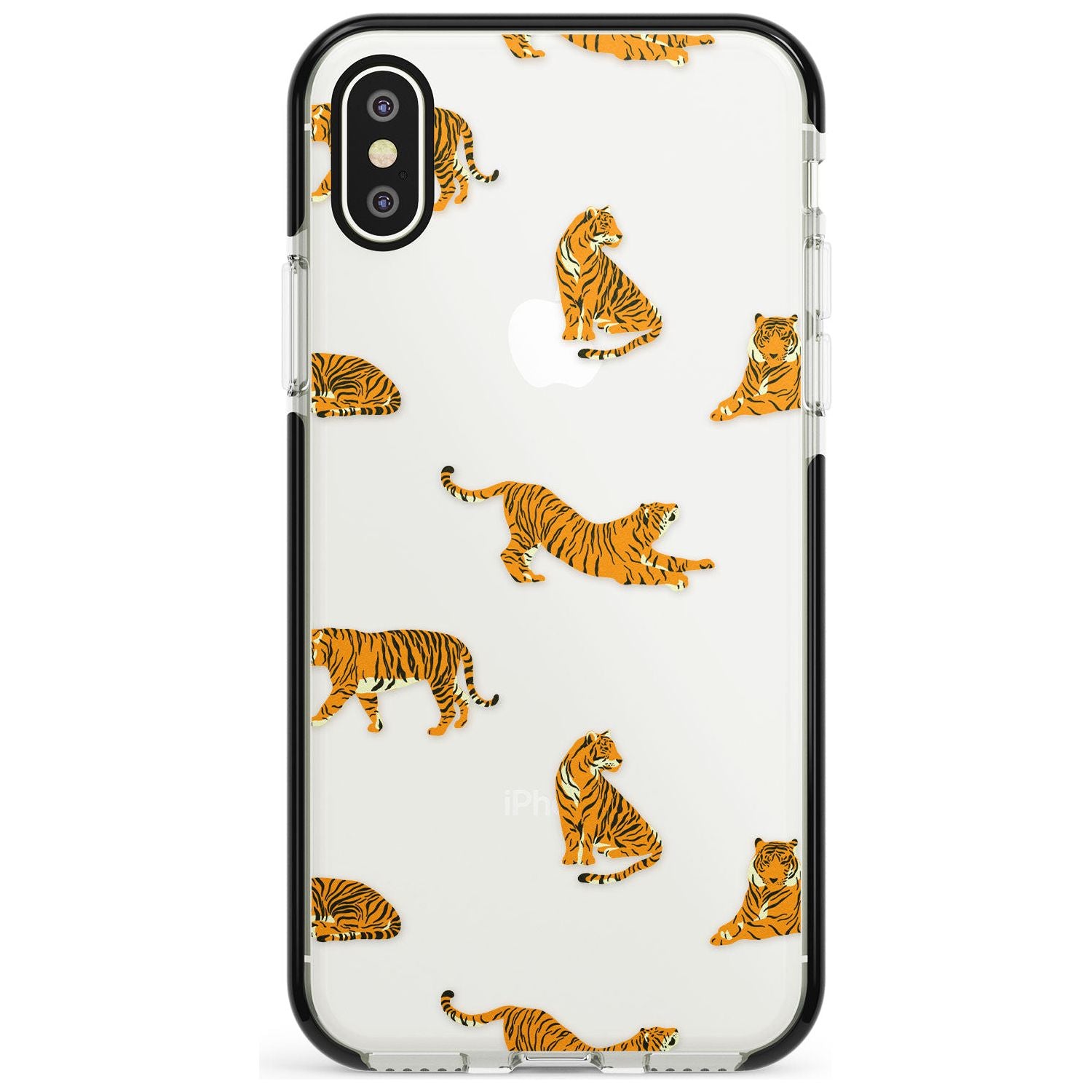 Clear Tiger Jungle Cat Pattern Black Impact Phone Case for iPhone X XS Max XR