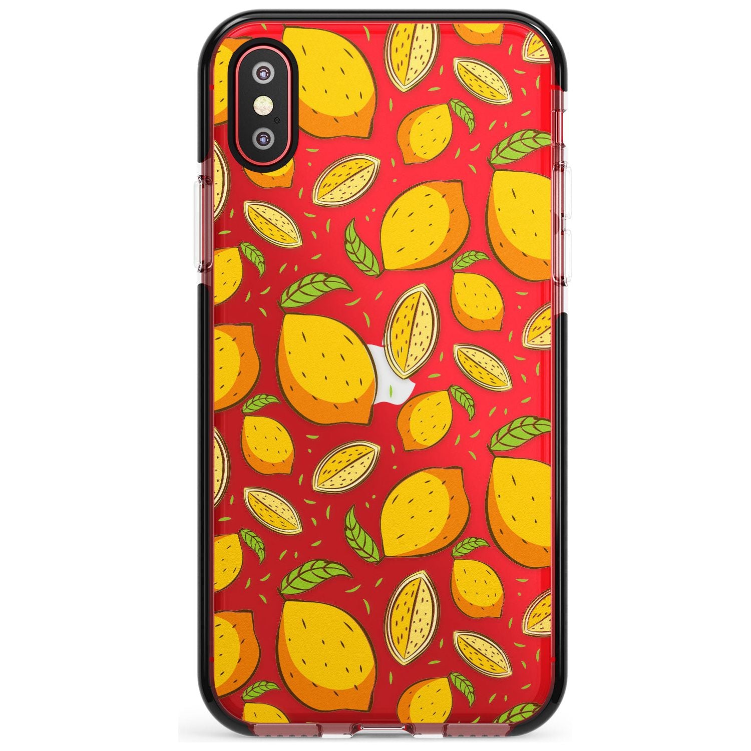 Lemon Pattern Black Impact Phone Case for iPhone X XS Max XR